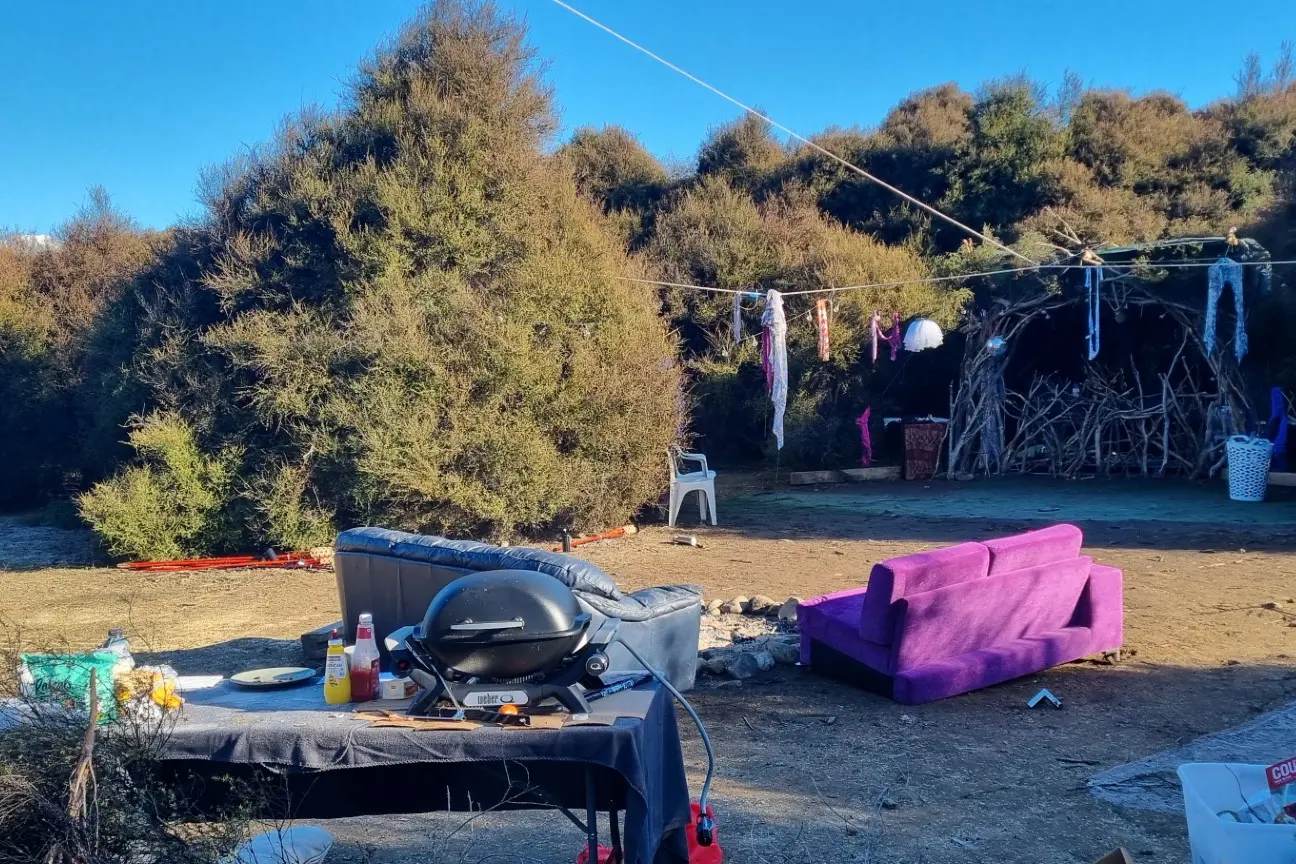 An outdoor set-up on DOC land found by a member of the public on August 1. Photo: Chris White