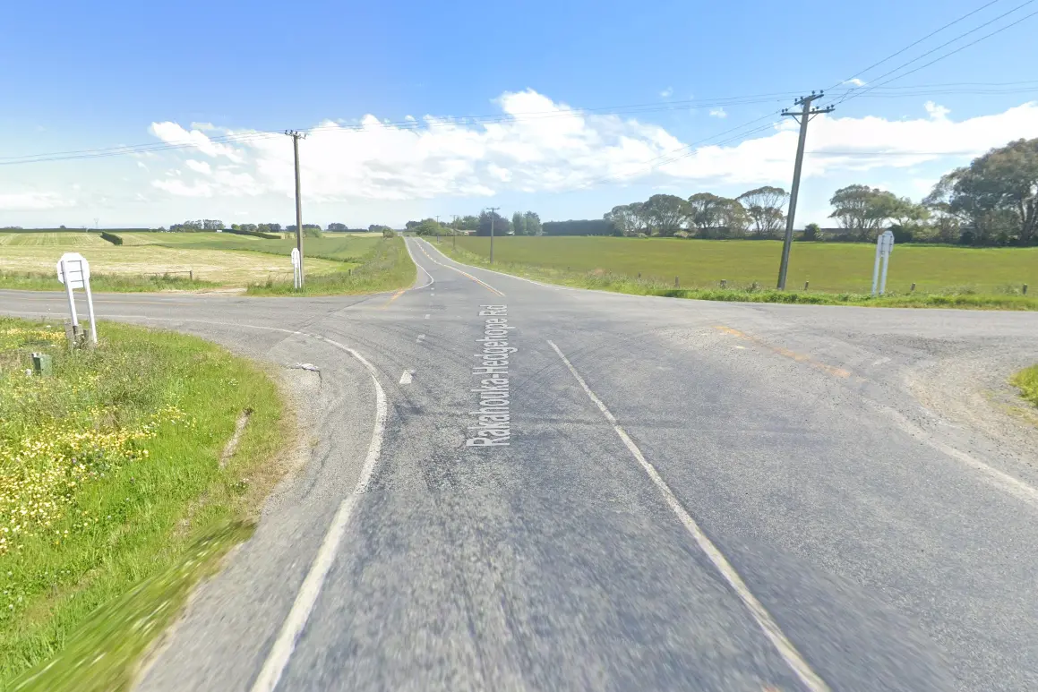 The crash happened at the Grove Bush Rd/Rakahoka Hedgehope Rd intersection. Photo: Google Maps