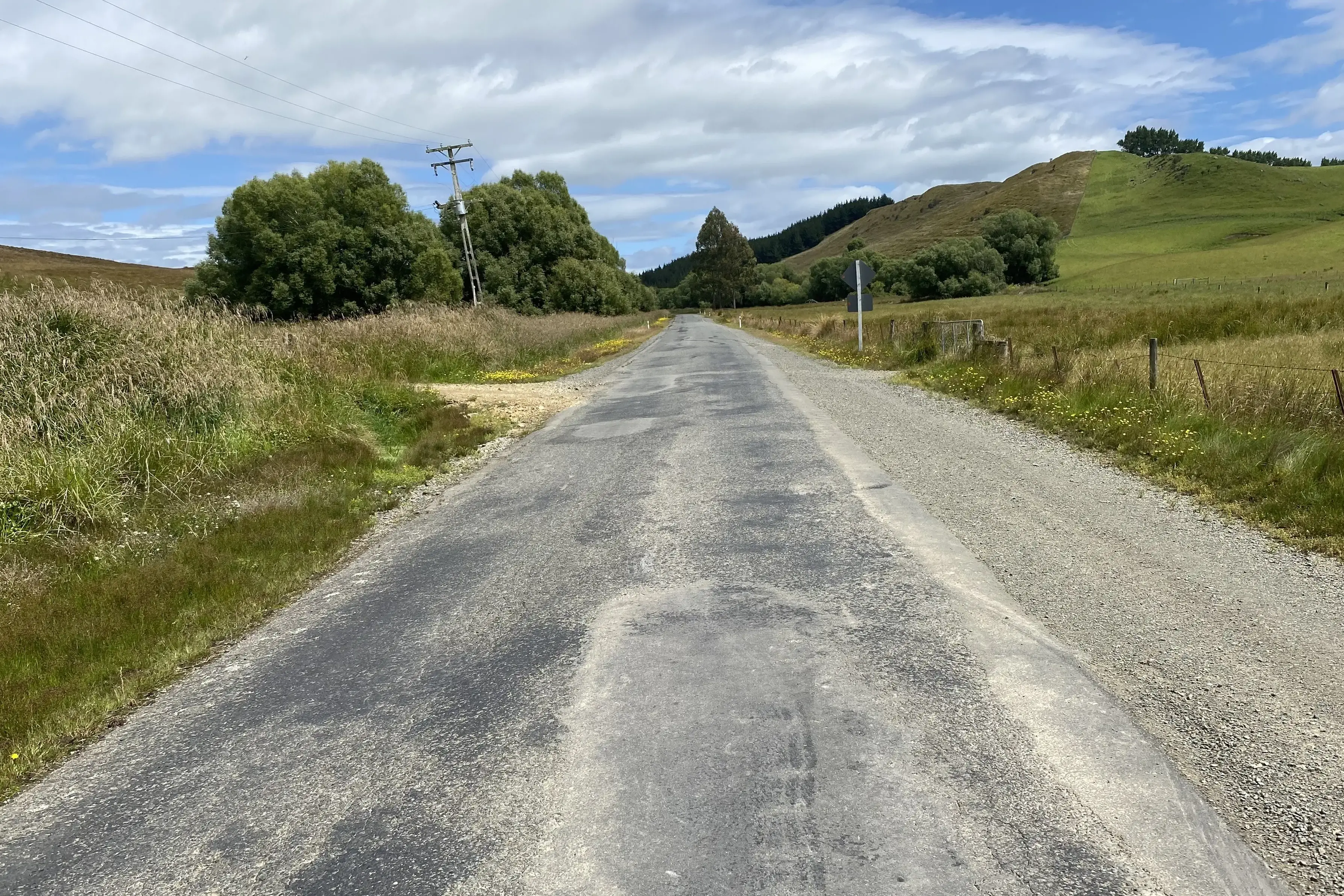 Wilanda Downs Rd near Ohai, Southland, with its seal in disrepair last year. PHOTO: SUPPLIED