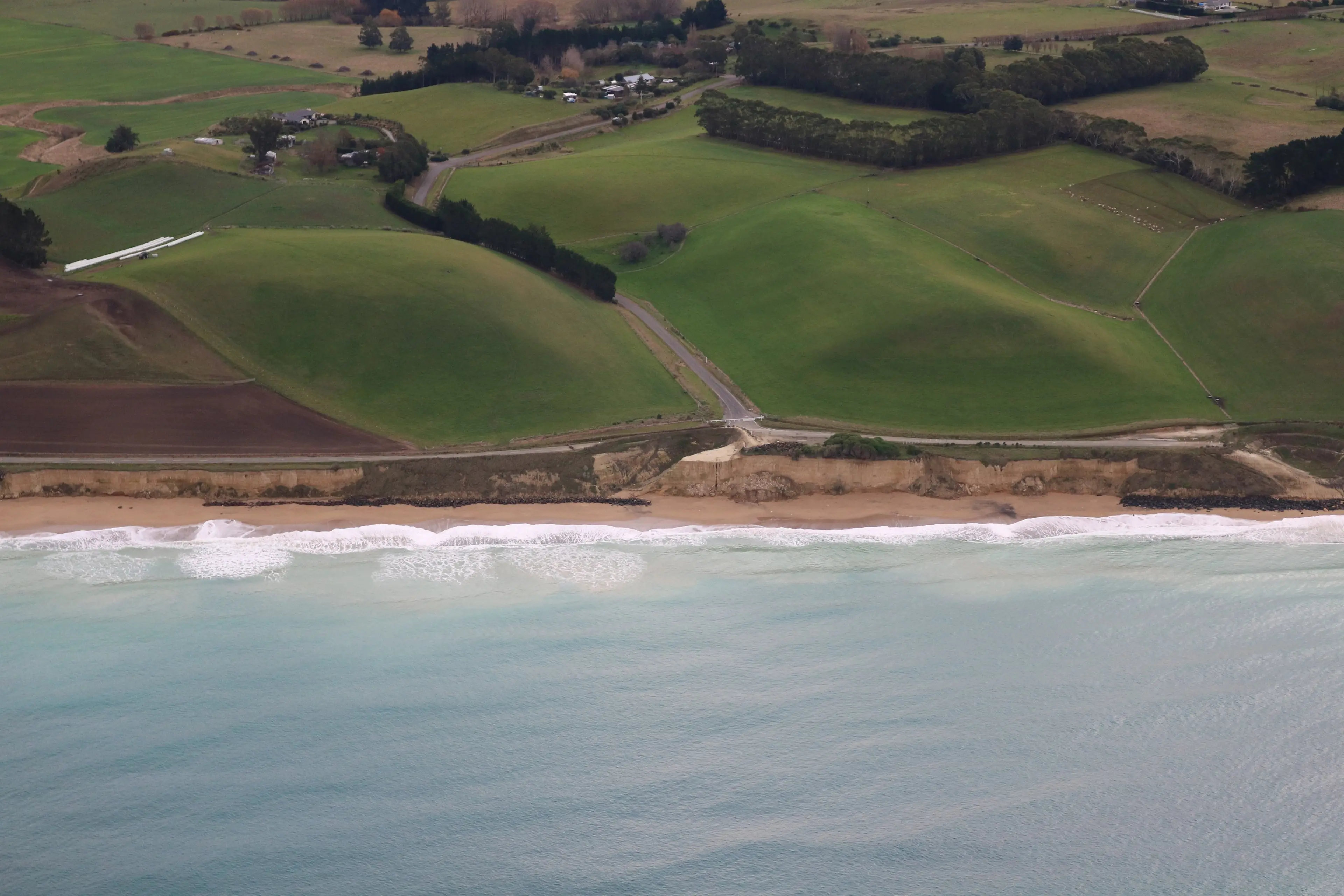 Coastal erosion at Beach Rd seen from a North Otago Aero Club flight. Photo: CHARLEY-KAI JOHN