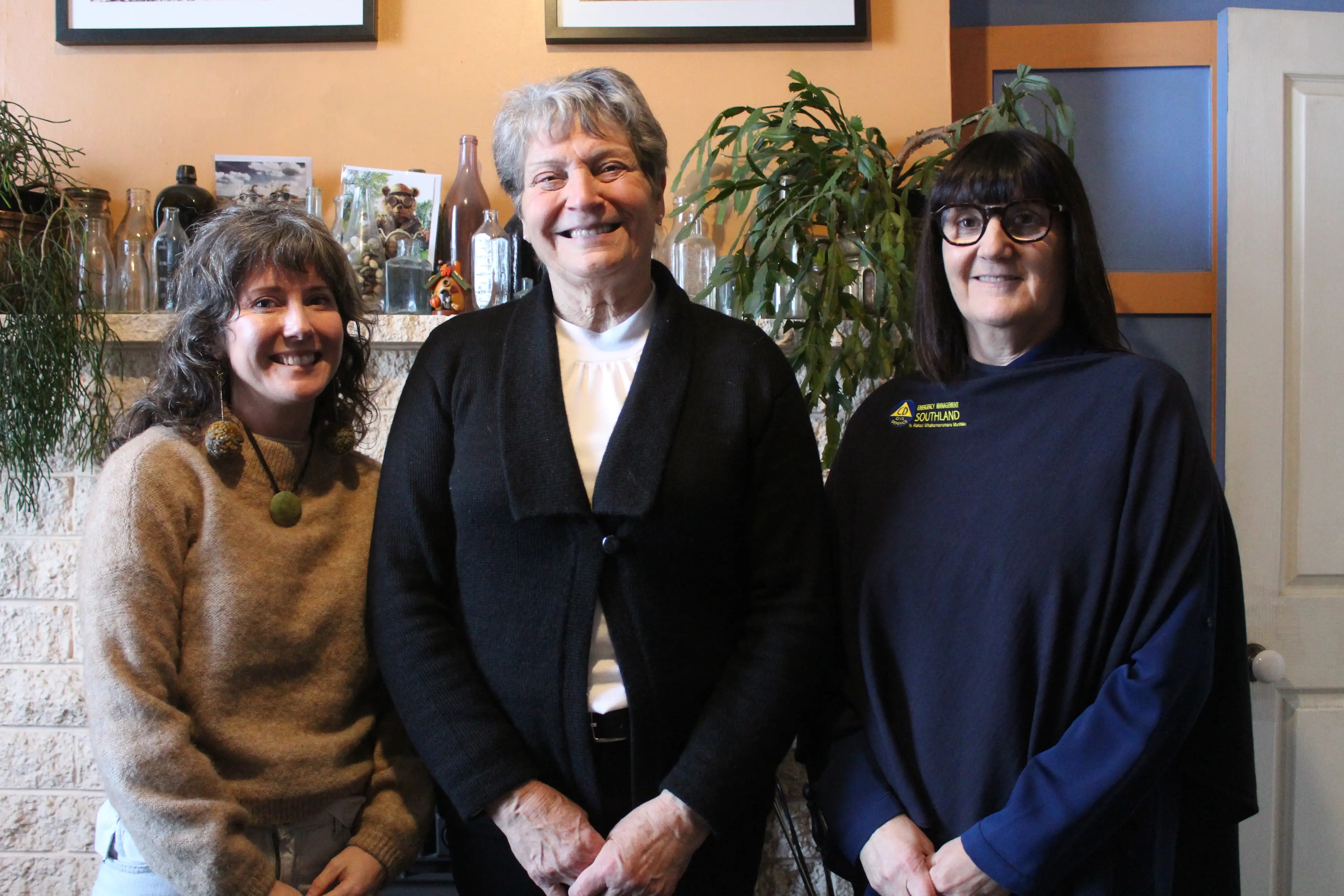 In the first wave of the Borrow a Builder initiative, organiser Brandy Alger, homeowner Cheryl Garder, and Emergency Management team leader Janine Cruickshank were happy to see the project come to life. Photo: Tayler Mutton