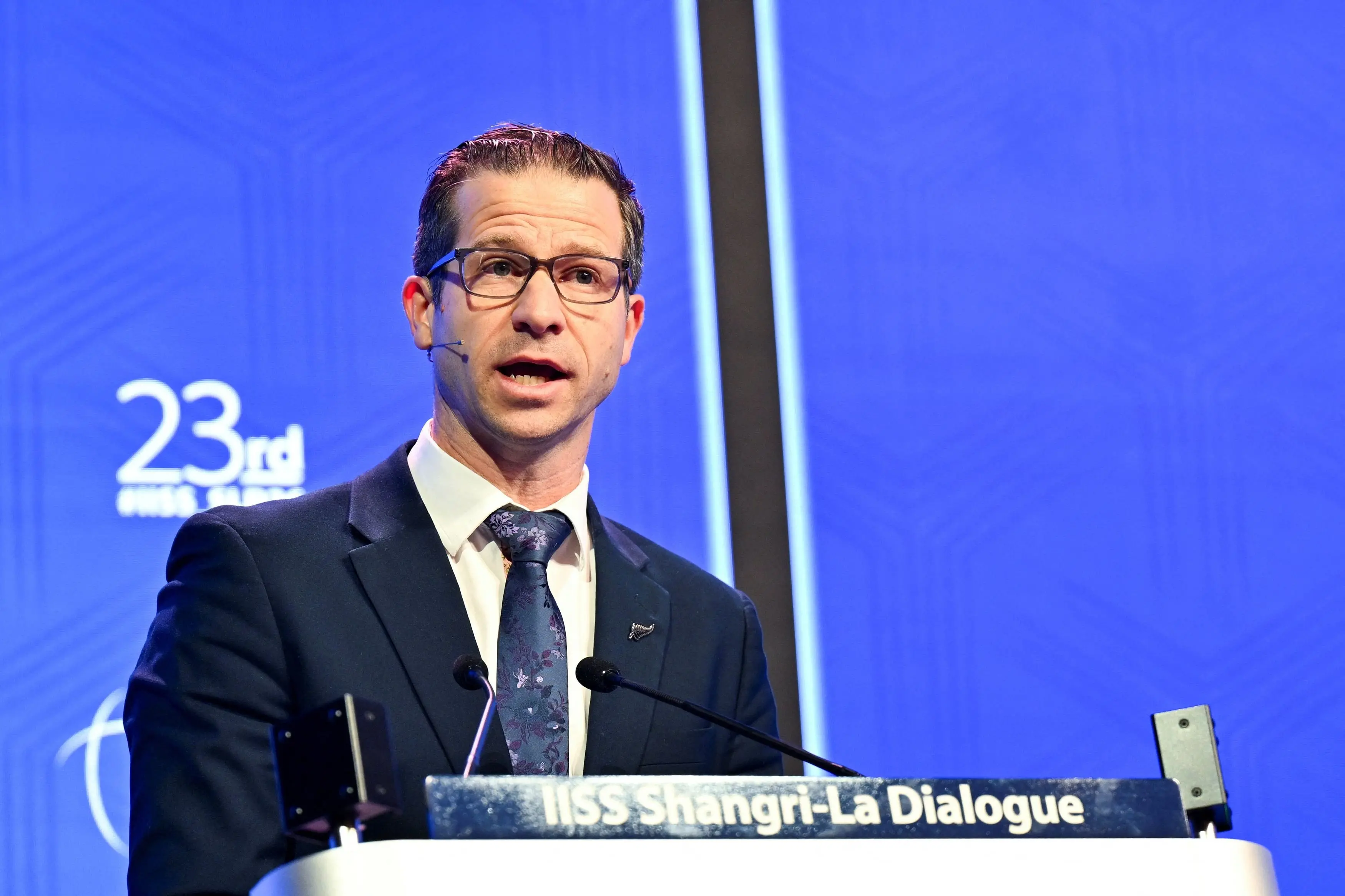 Chris Penk, New Zealand Minister of Defence speaks at the IISS Shangri-La Dialogue security summit in Singapore in May this year. PHOTO: REUTERS