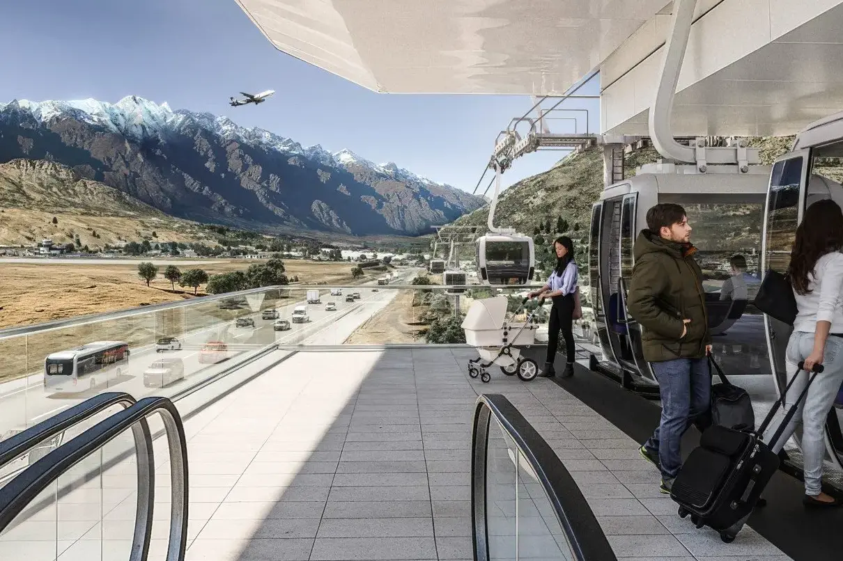An artist\\u2019s impression of a cable car at Frankton. Image: Supplied