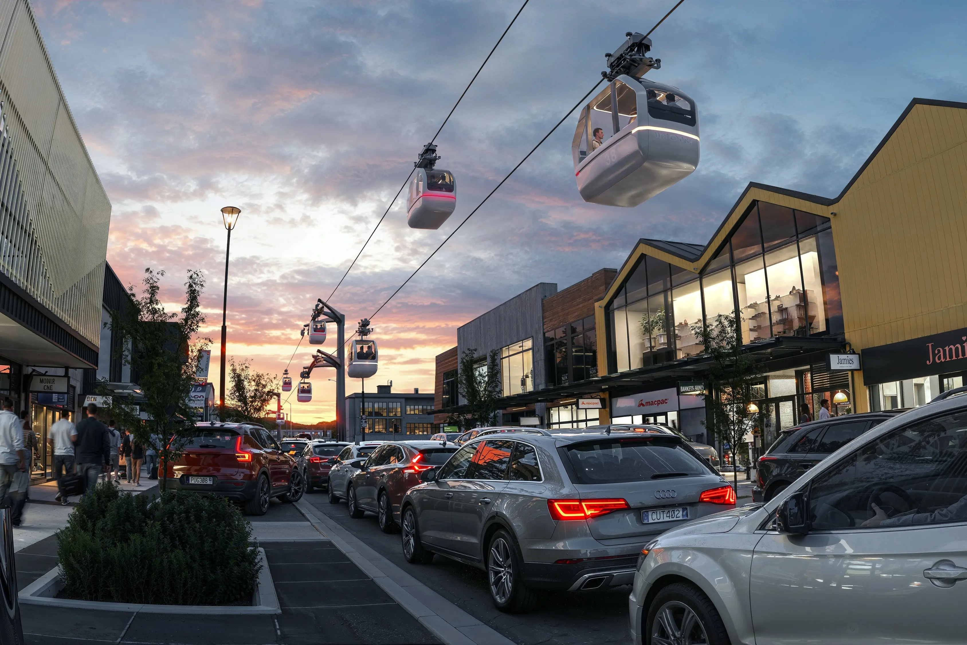 An artist\\u2019s impression of a gondola running above Central St in Frankton. IMAGE: SUPPLIED\\r\\n