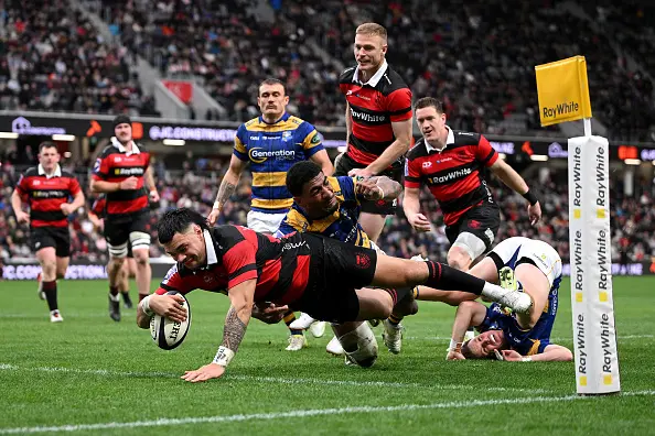 Canterbury\\'s Ngatungane Punivai dives over to score against Bay of Plenty. Photo: Getty Images