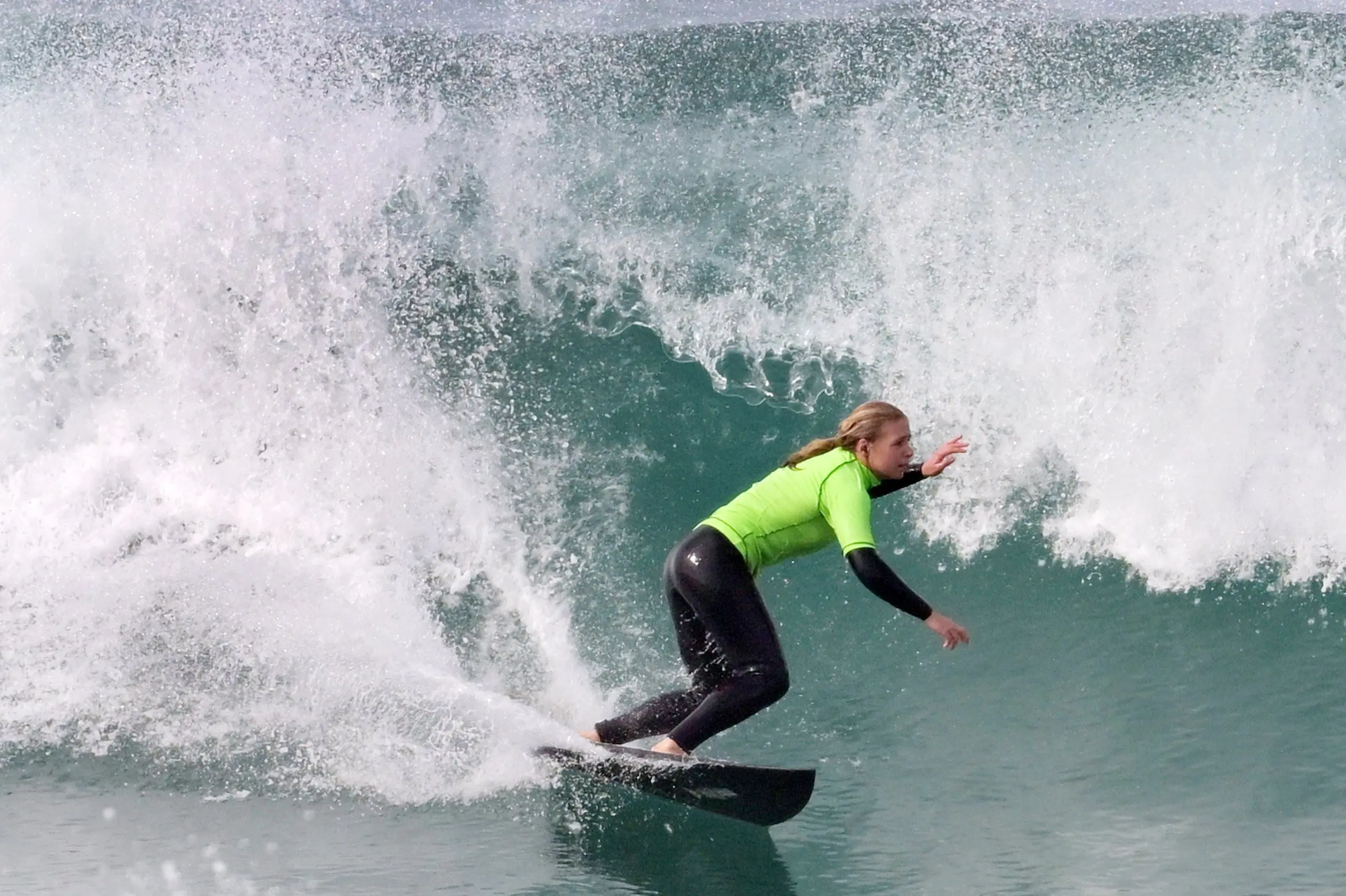 Estella Hungerford competes at the 60th South Island Surf Championships in April. Photo: Supplied