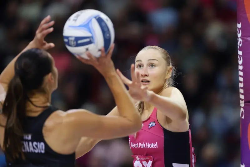 Southern Steel\\'s Carys Stythe defends the Waikato Bay of Plenty Magic\\'s Ameliaranne Ekenasio last year. Both have been linked to potential moves overseas next year. Photo: Michael Bradley