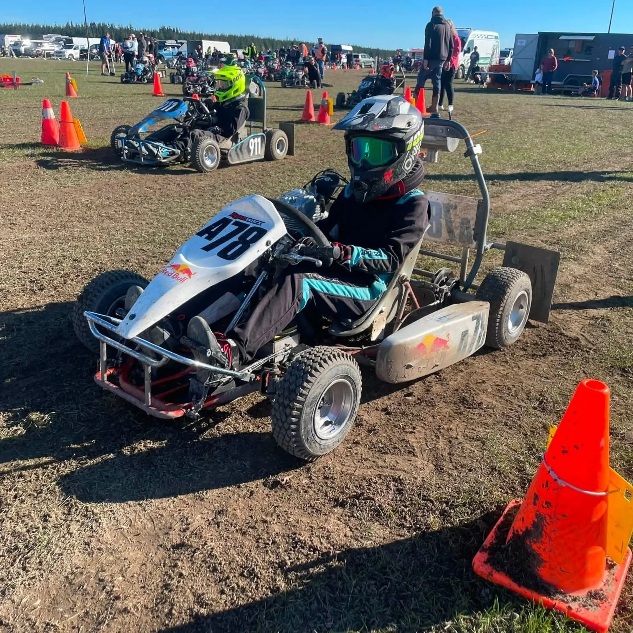 Emma firmly in the driver’s seat and going places with kart racing