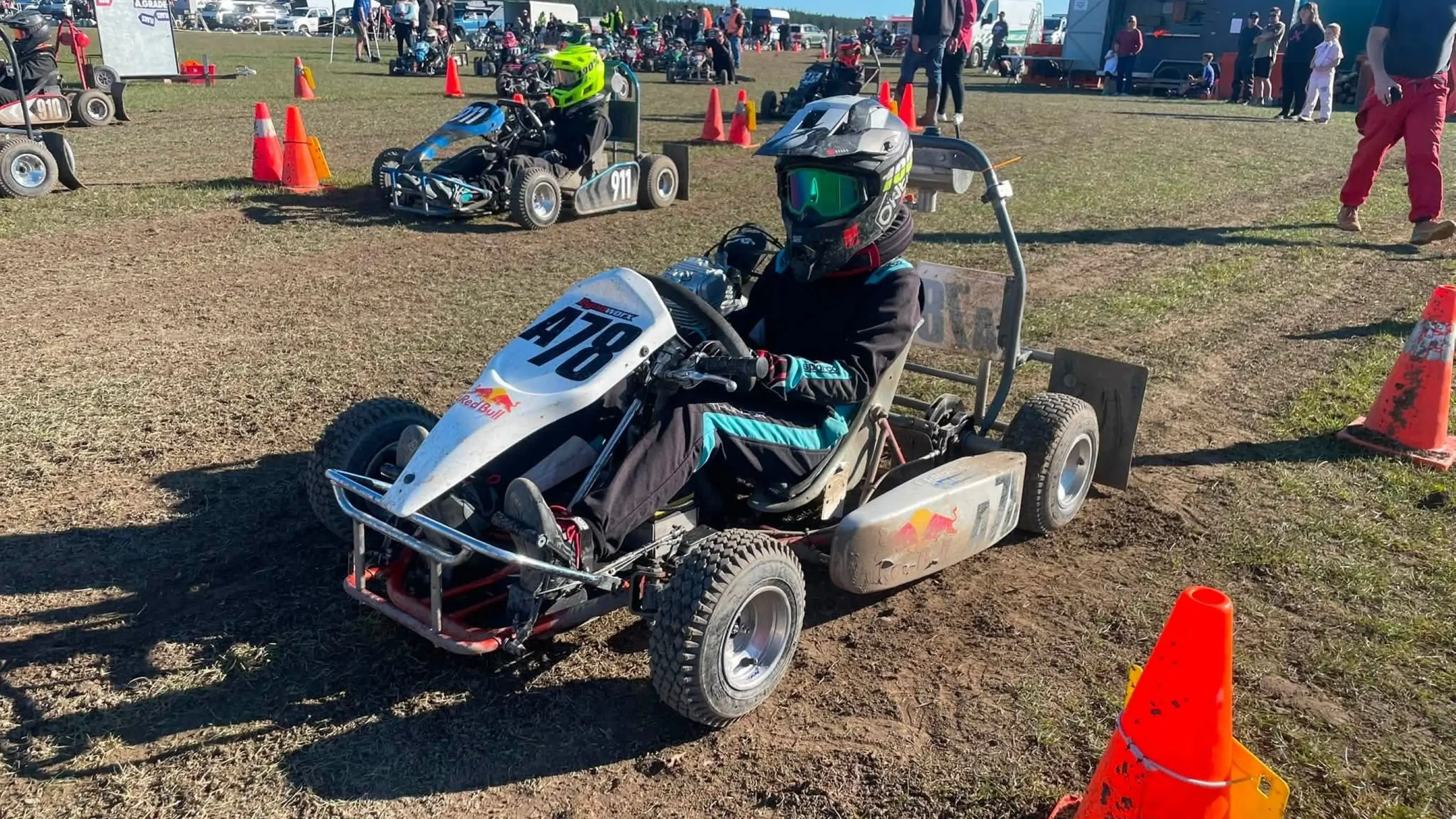 Emma firmly in the driver’s seat and going places with kart racing