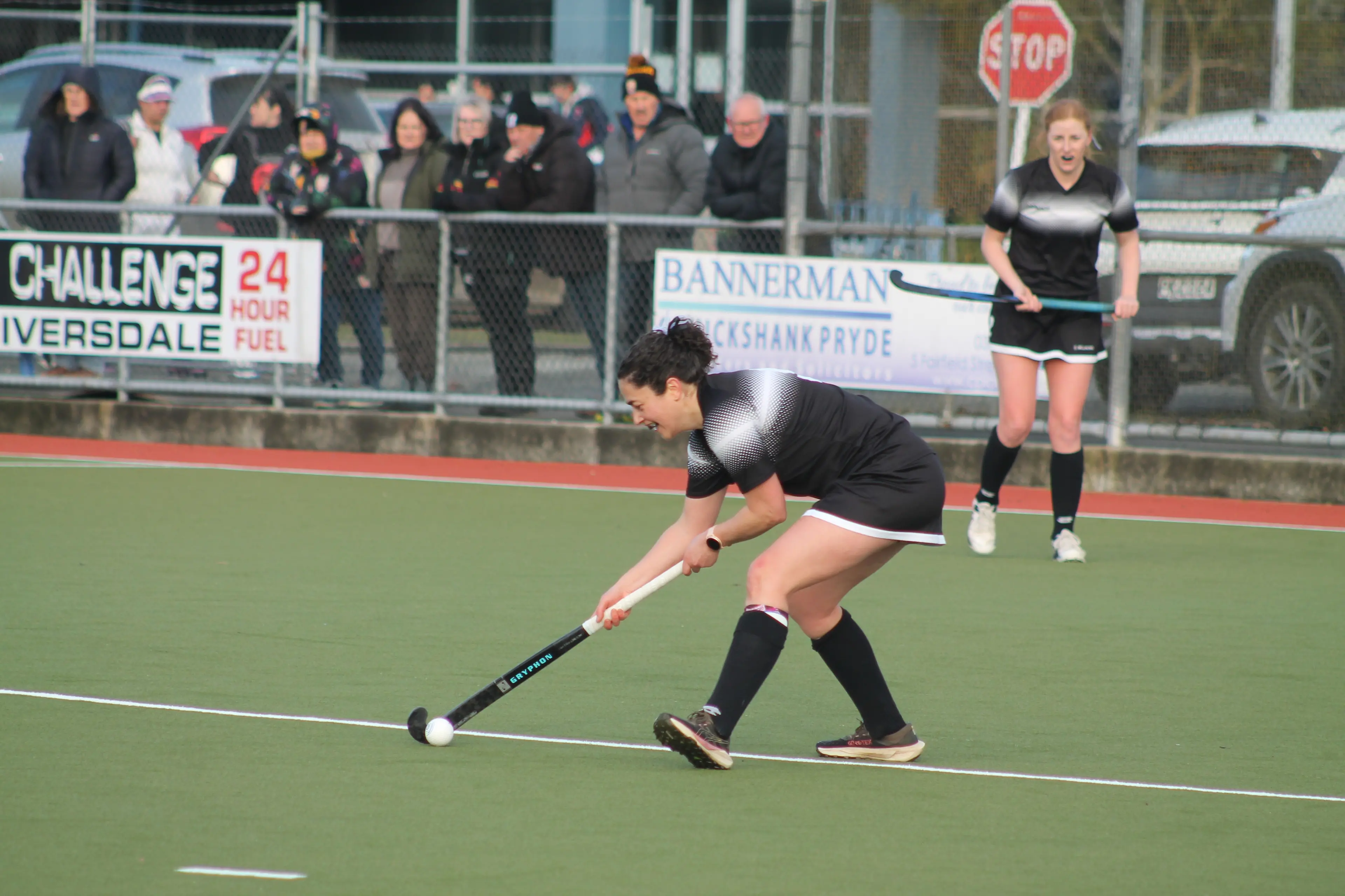 Riversdale player Sonya Stewart defending during their final. Photo: Gerrit Doppenberg