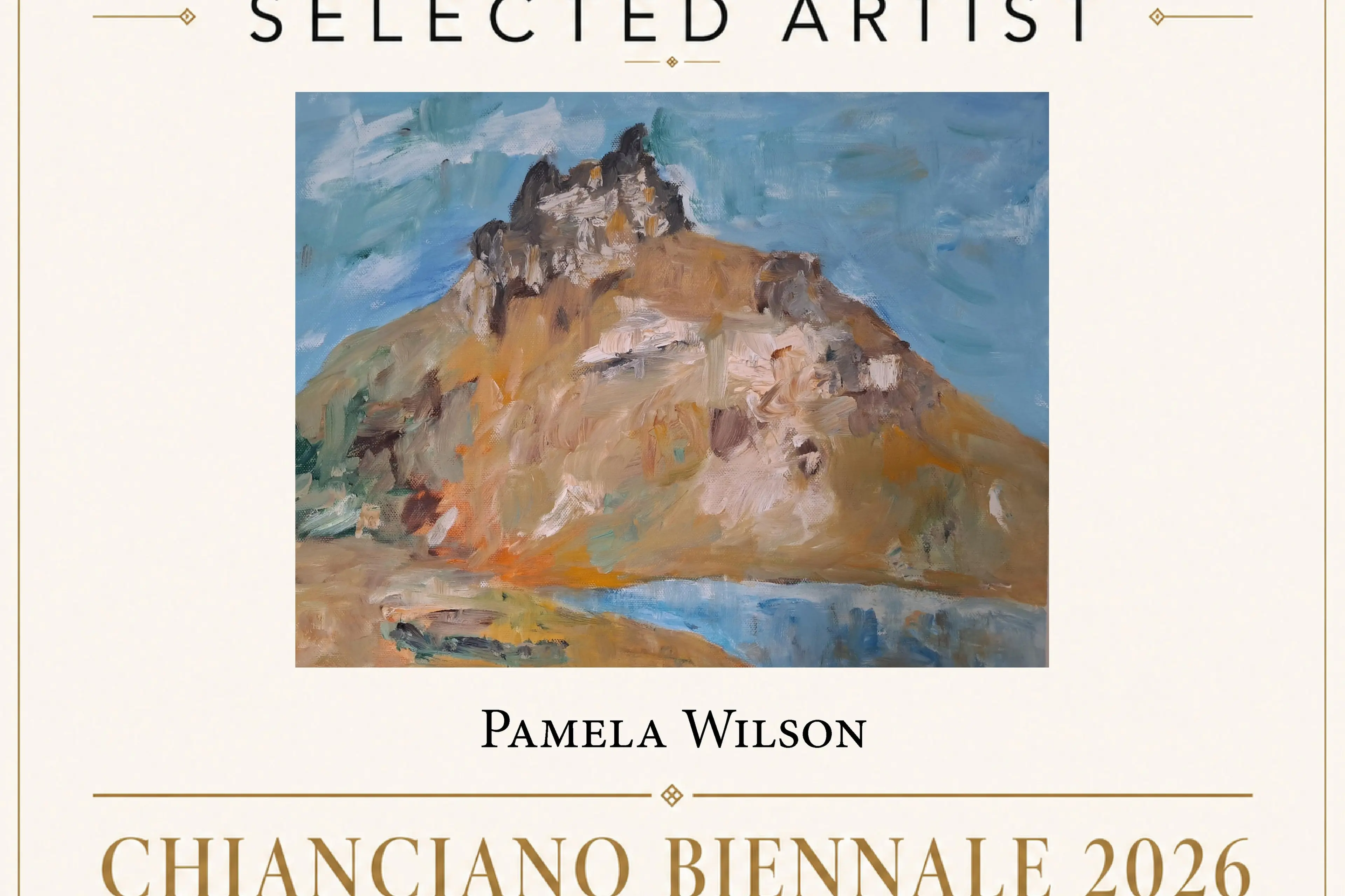 \"Bayonet Peak\", a painting by Queenstown artist Pamela Wilson, is on display in the Chianciano Biennale exhibition that opened on Saturday in Tuscany, Italy.