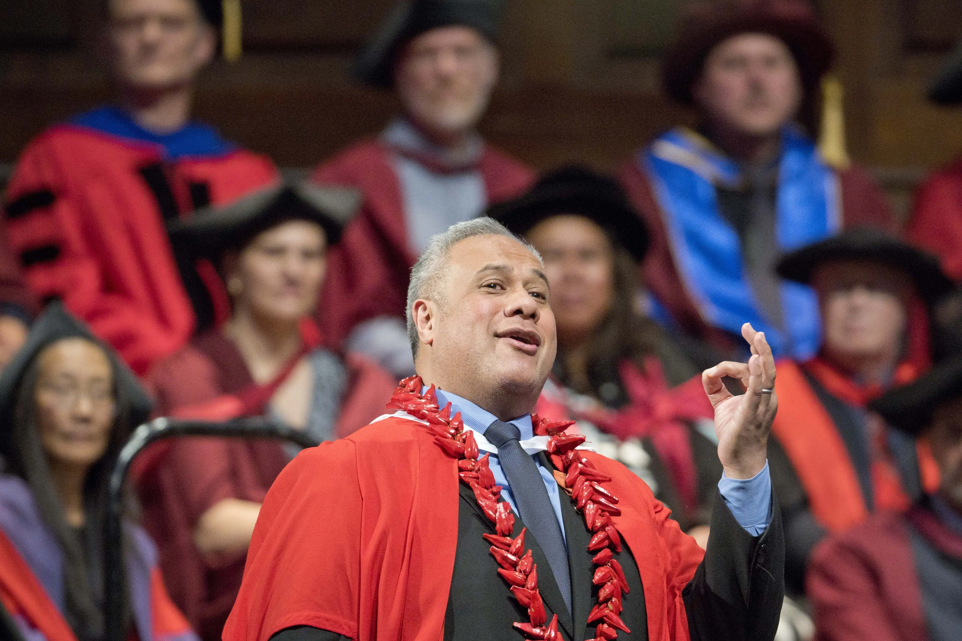 University of Otago alumnus Prof Jonathan Lemalu (ONZM) performs \\'Non piu andrai\\', from Mozart\\'s \\'Marriage of Figaro\\', after being presented with an honorary doctorate of music, at a recent University of Otago graduation ceremony. Photo: Gerard O\\'Brien