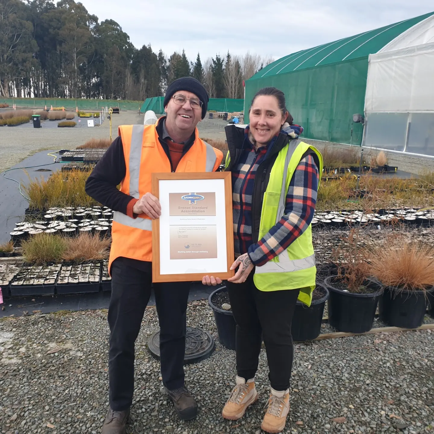 Arowhenua Native Nursery and Restoration achieves bronze accreditation for workplace wellbeing
