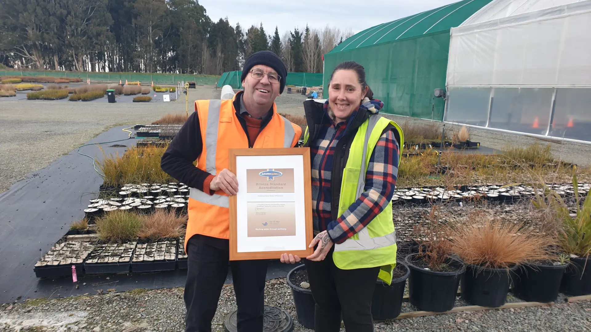 Arowhenua Native Nursery and Restoration achieves bronze accreditation for workplace wellbeing