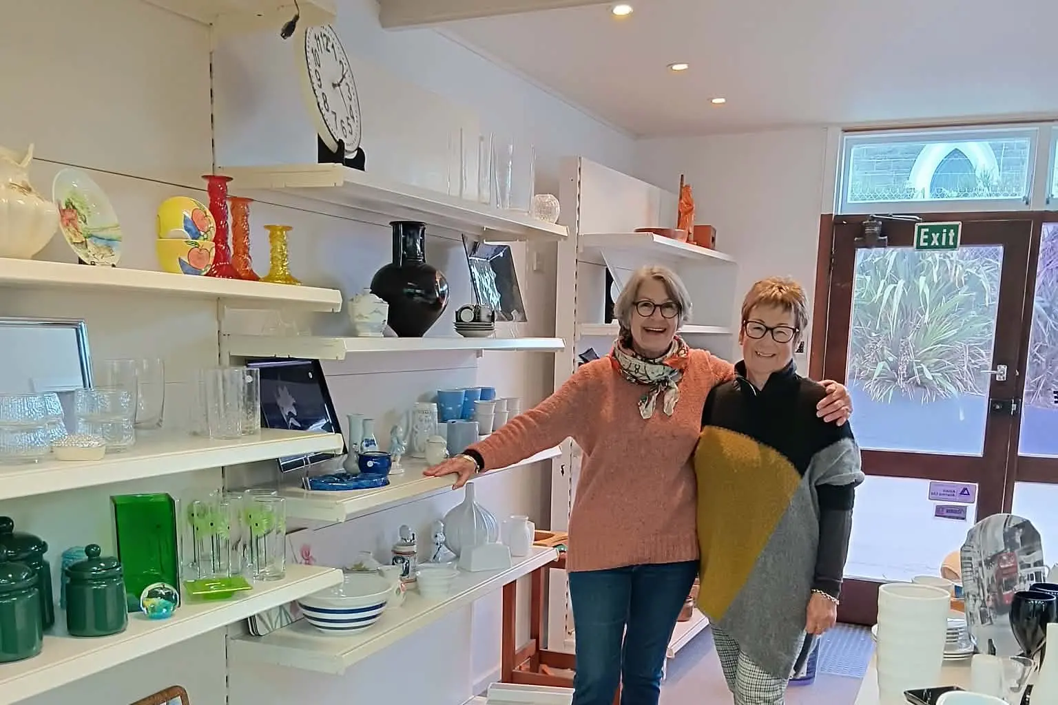 Hospice volunteers Rosey McBride and Joan Greer check out the spacious new shop premises at 34 Bank St. Photo: Supplied