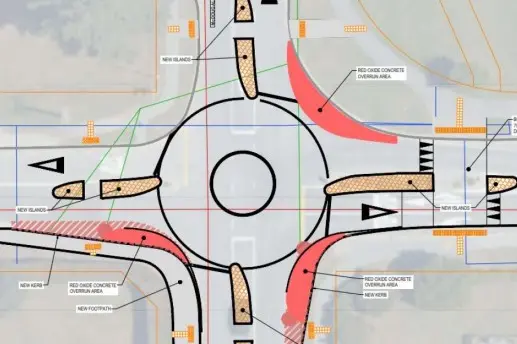 The plans for a proposed roundabout at the intersection of Brownston St and McDougall St. Photo: Supplied