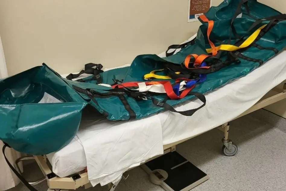 An Evac mat that was allegedly used to drag patients along the floor at Wakari Hospital\\'s ward 10a. Photo: Ombudsman NZ