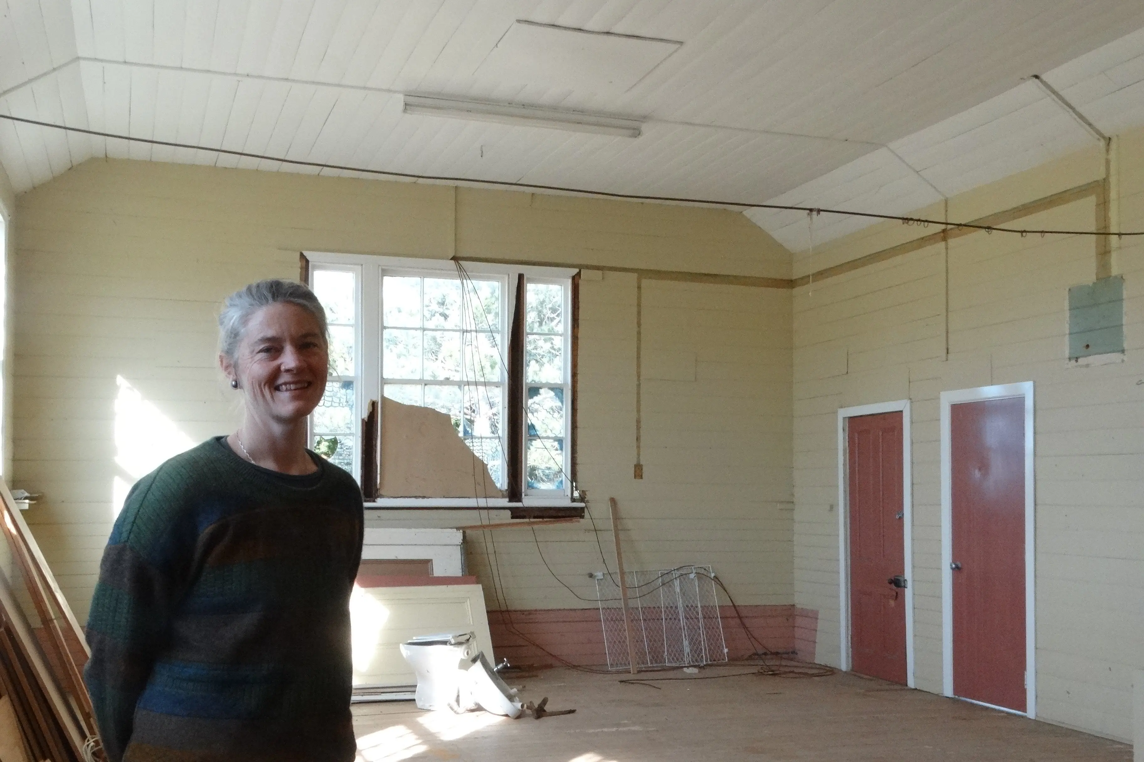 South Star School Trust project manager and trustee Nicole Schofield is pleased with how the restoration of the old Kurow School building is progressing. Photo: Nic Duff