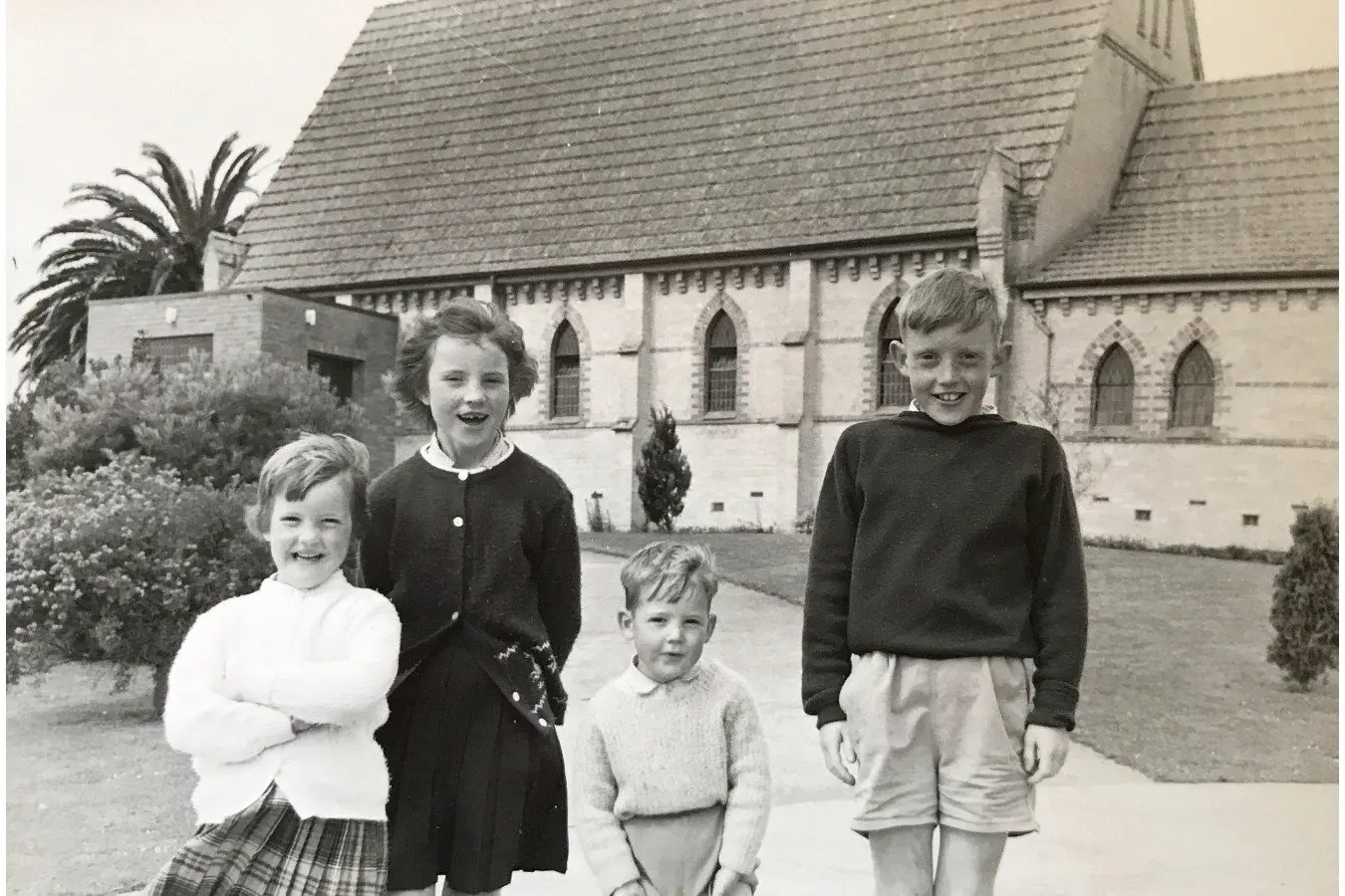 The Balchin siblings outside their church in Glasgow, Photo: supplied