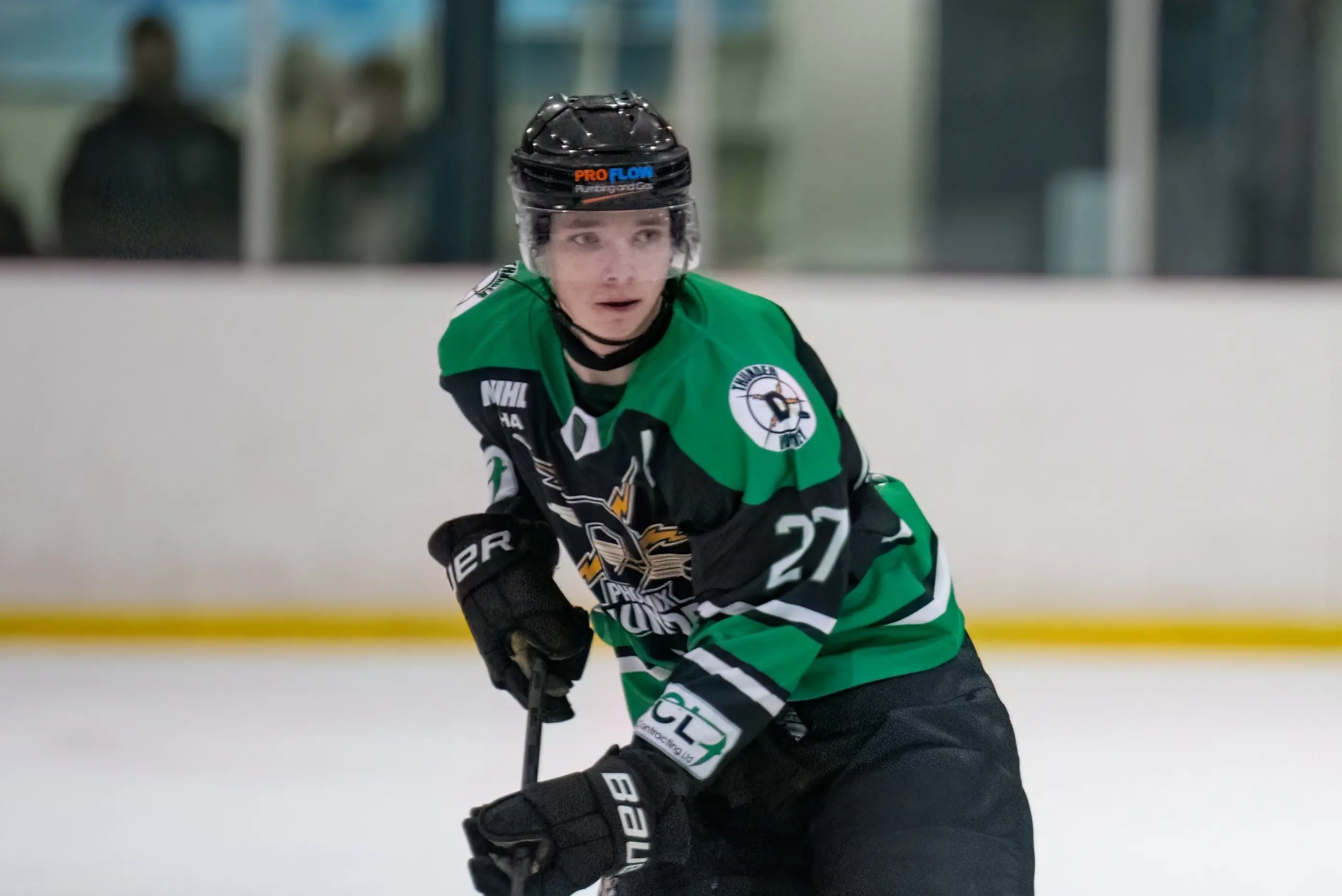 Ian Audas scored the game-winner for the Dunedin Thunder in the New Zealand Ice Hockey League finals game one last night. Photo: Keaphotos