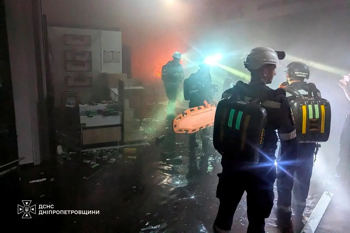 Rescuers work at a site of a shopping centre hit by a Russian drones attack, amid Russia\\'s attack on Ukraine, in Kryvyi Rih. Photo: Press service of the State Emergency Service of Ukraine in Dnipropetrovsk region/Handout via Reuters