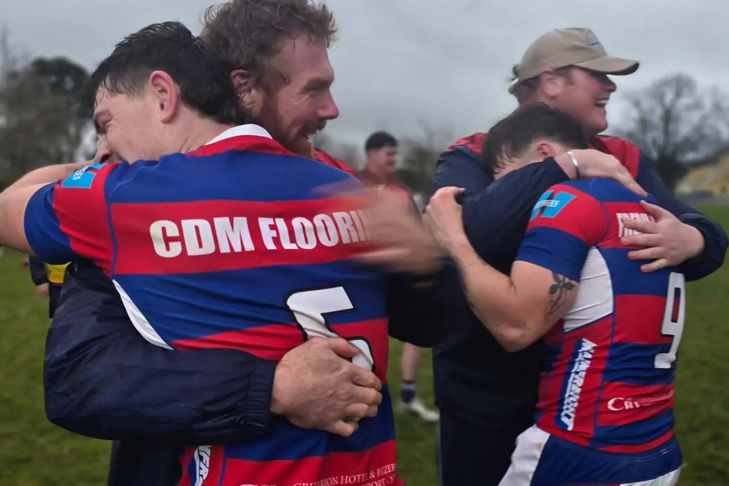 Buller players celebrate victory over North Otago in Westport on Saturday. Photo: Buller Rugby Union