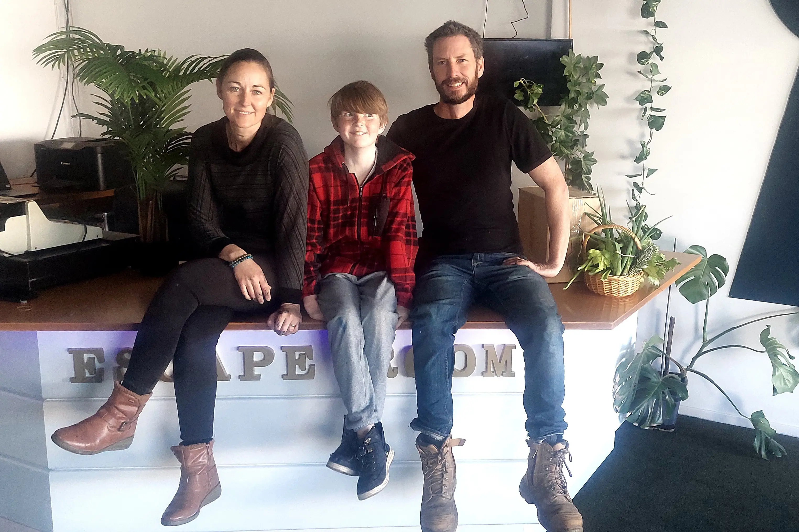 Preparing for the opening of Geraldine\\u2019s first escape rooms are (from left) Gina, Riley (11) and Dan Laird. Photo: Shelley Inon