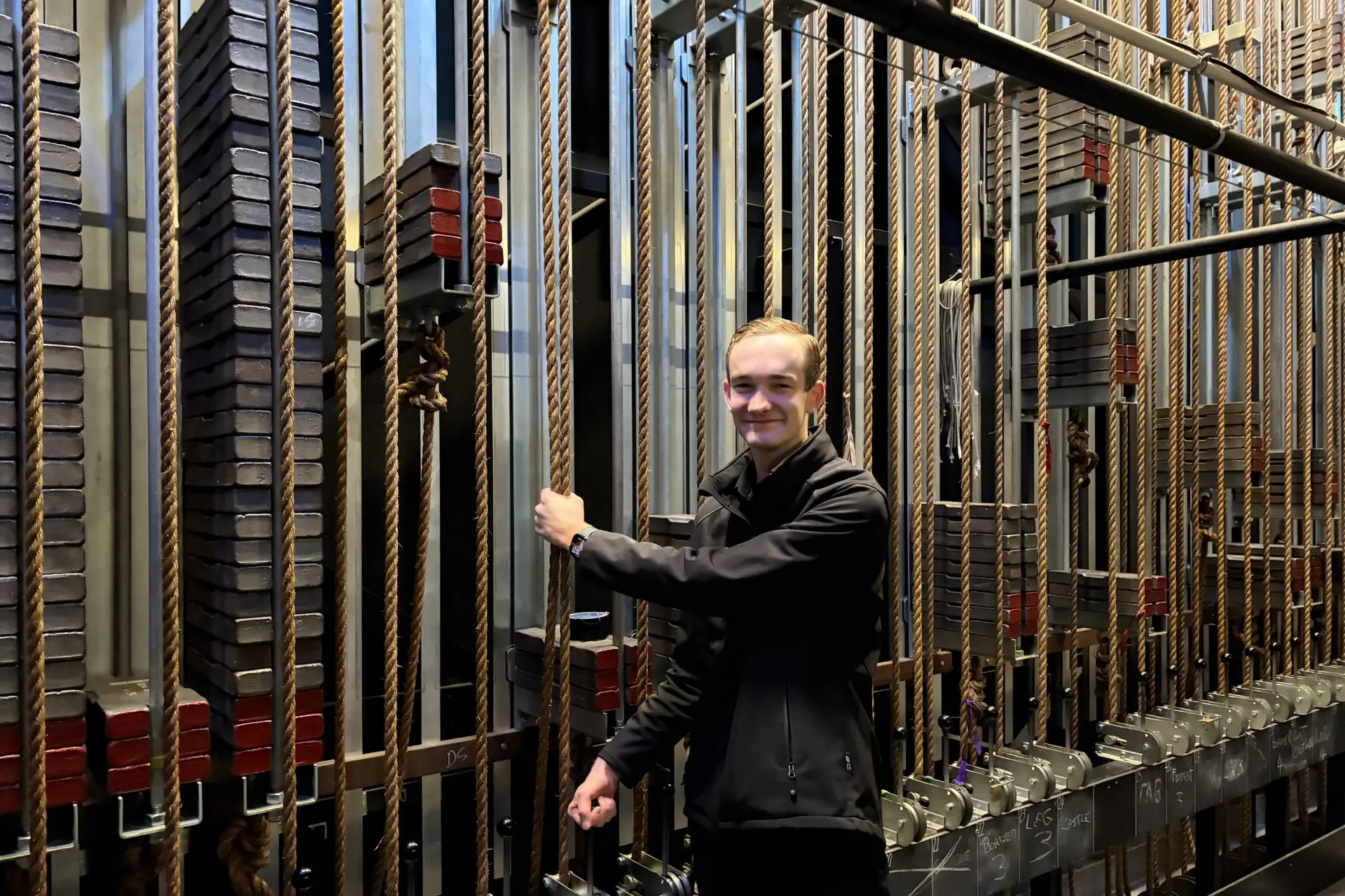 Backstage is where Thomas Jones shines, and he is working hard at the St James Theatre to get the \"Badjelly the Witch\" production ready for audiences this week. Photo: Supplied