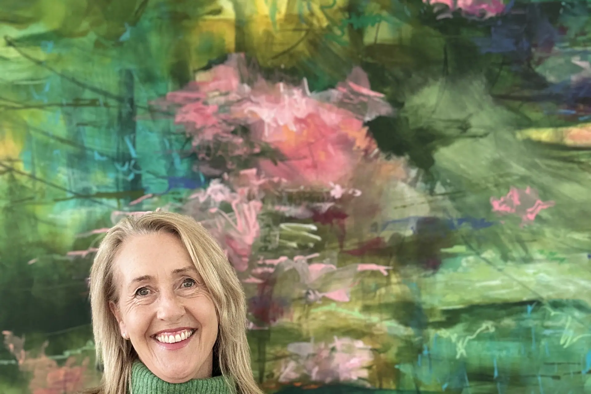 Exciting times\\u2026 Sefton artist Corina Hazlett with her painting Moments of Clarity Rising from Memories which has been selected to be part of the Water International Online Group Exhibition 2026 at No. 35 Gallery in London, England. PHOTO SUPPLIED