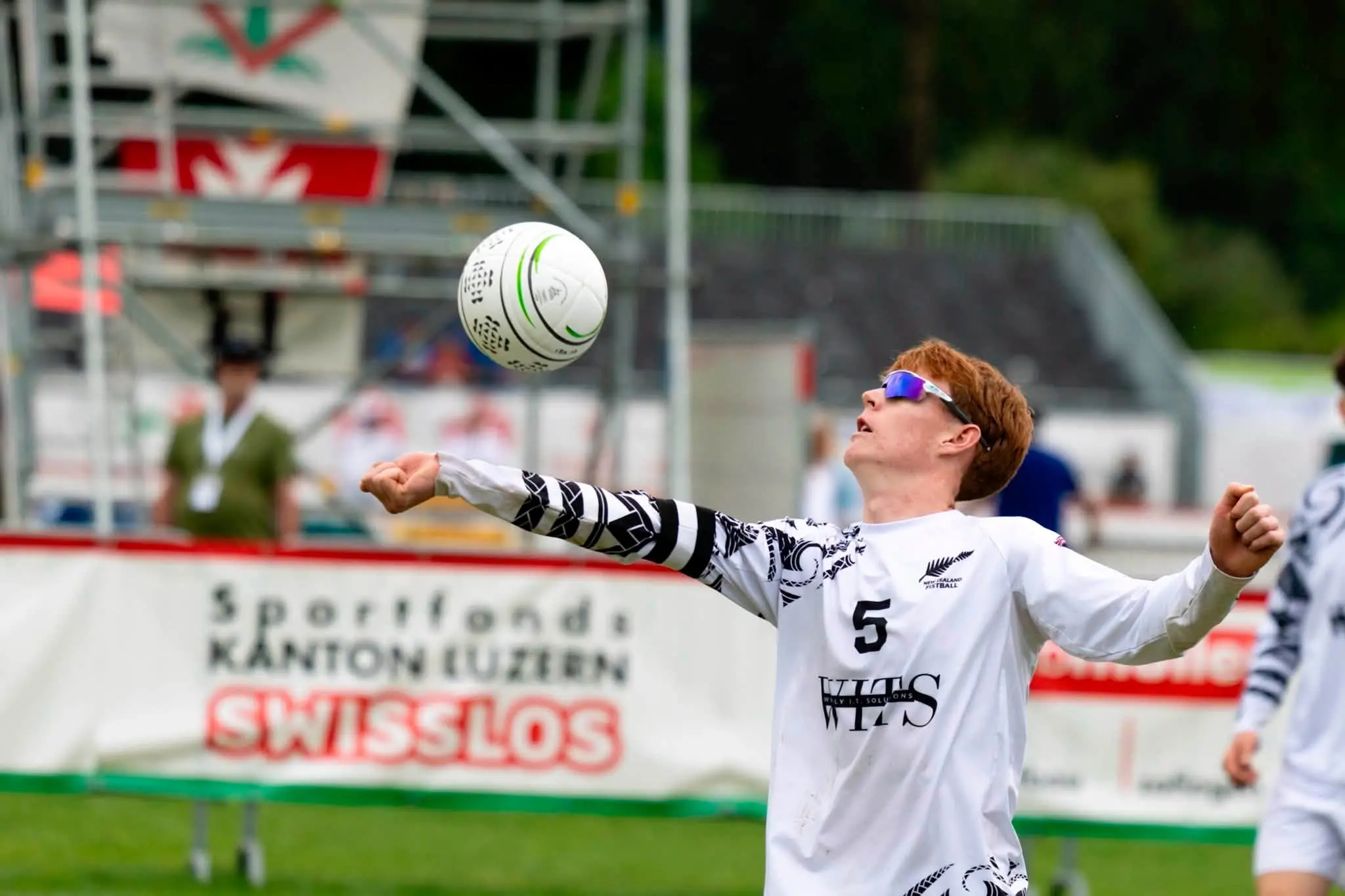 Reuben McKeown, 18, at the recent IFA U18 Fistball World Championships in Switzerland. Photo: International Fistball Association