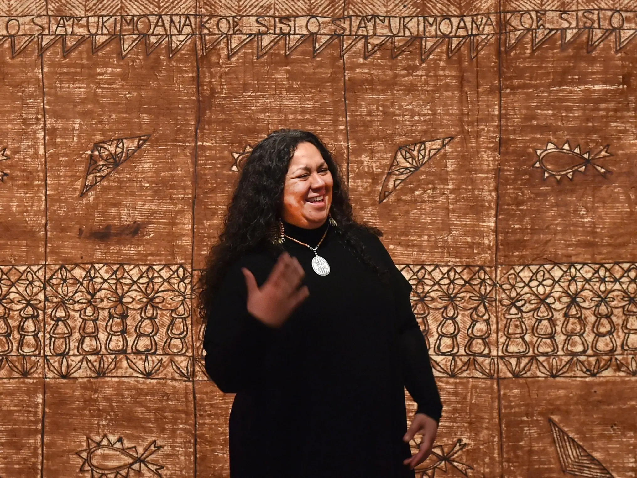 \\u014Ctepoti Pasifika Arts Collective co-facilitator Dr Irene Karongo Hundleby talks about the success of \\u201CStaying Power\\u201D at Dunedin Public Art Gallery. Photo: Peter McIntosh