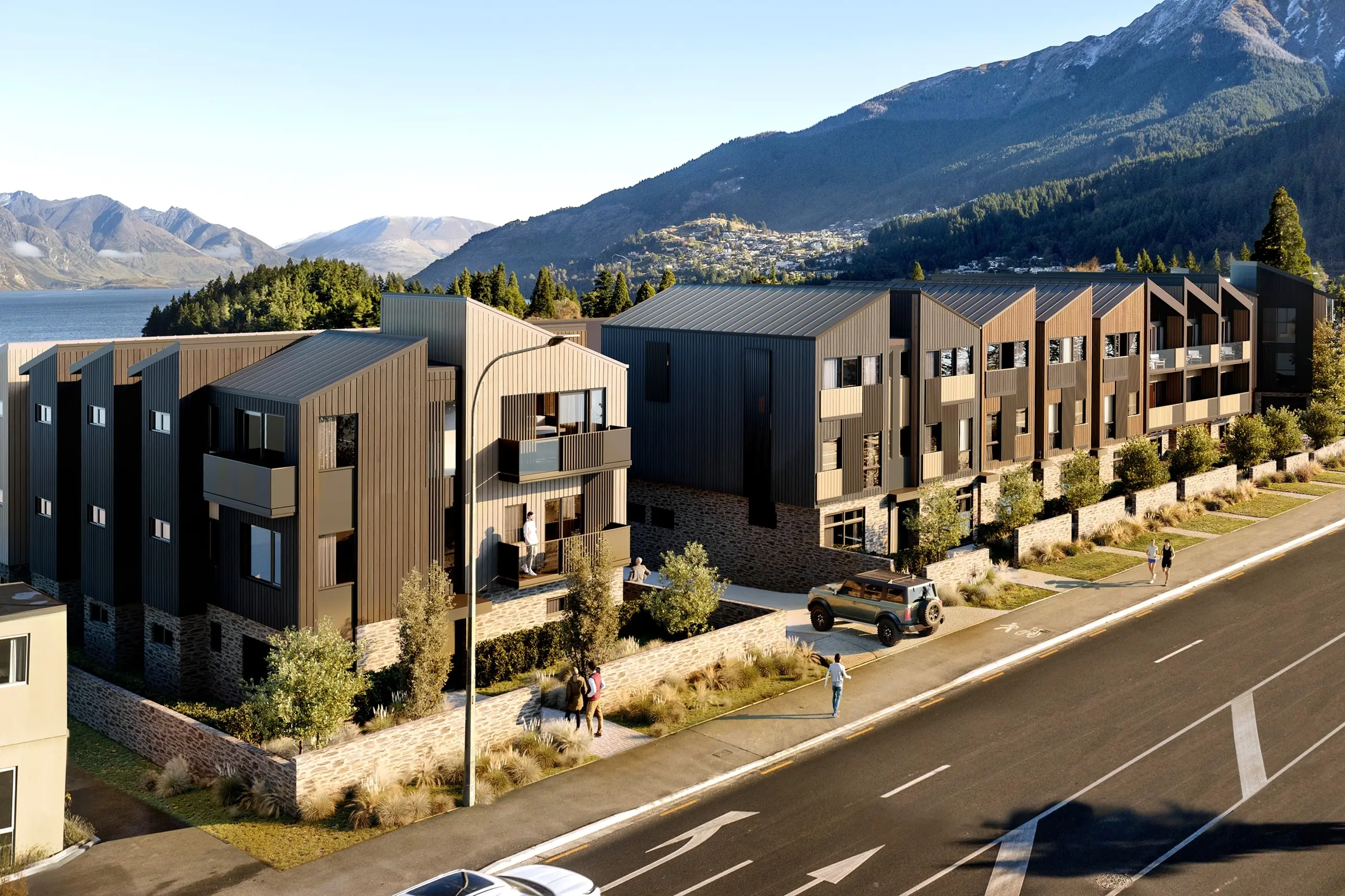 Lake views: The Reach\\u2019s 38 terraced homes will step down the sloping Frankton Rd site towards Lake Whakatipu.
