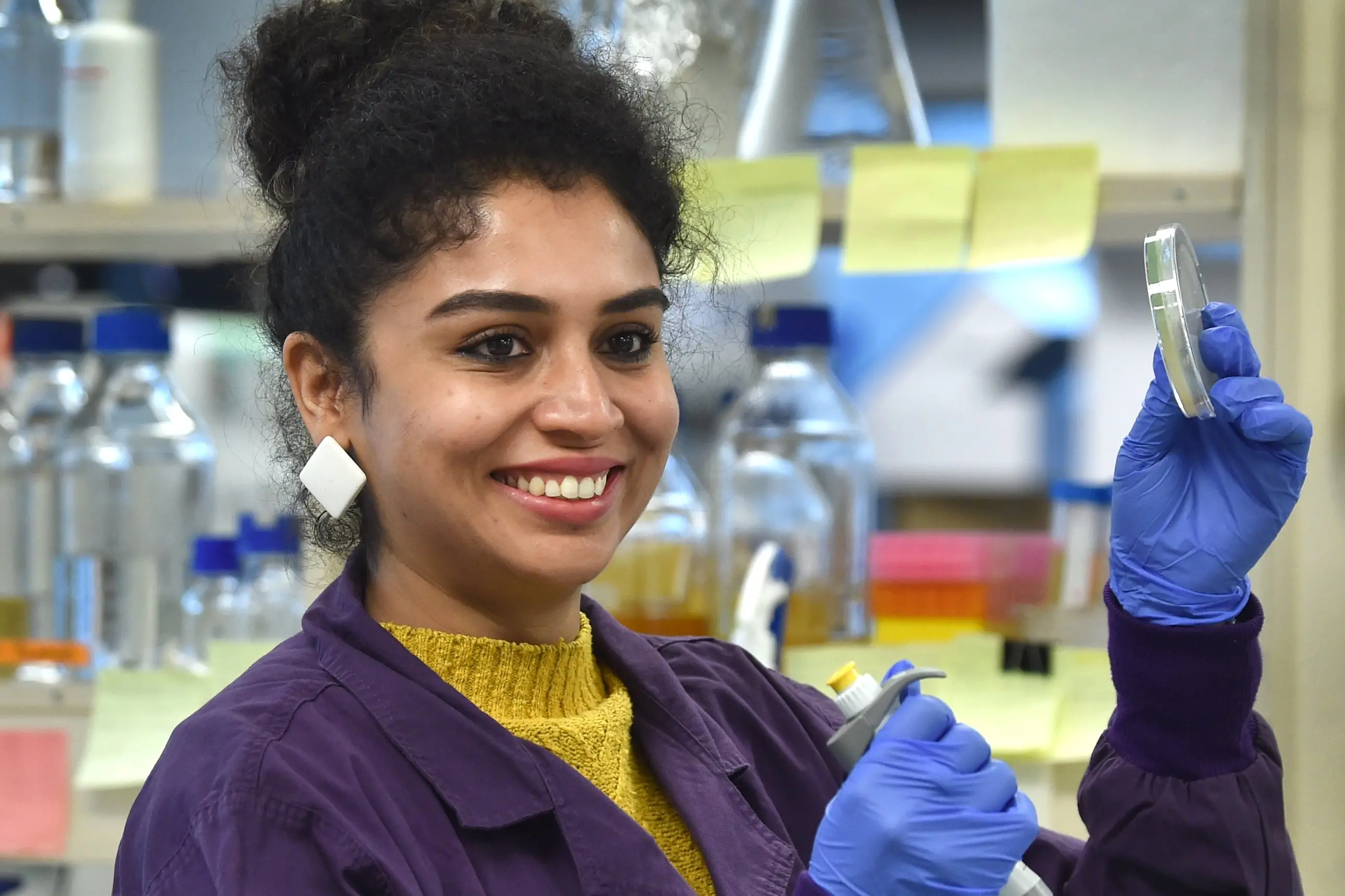 Glammon Mrs India Worldwide 2026 pageant winner Dr Shilpa Saseendran Nair in the University of Otago laboratory where she conducts her research. Photo: Peter McIntosh