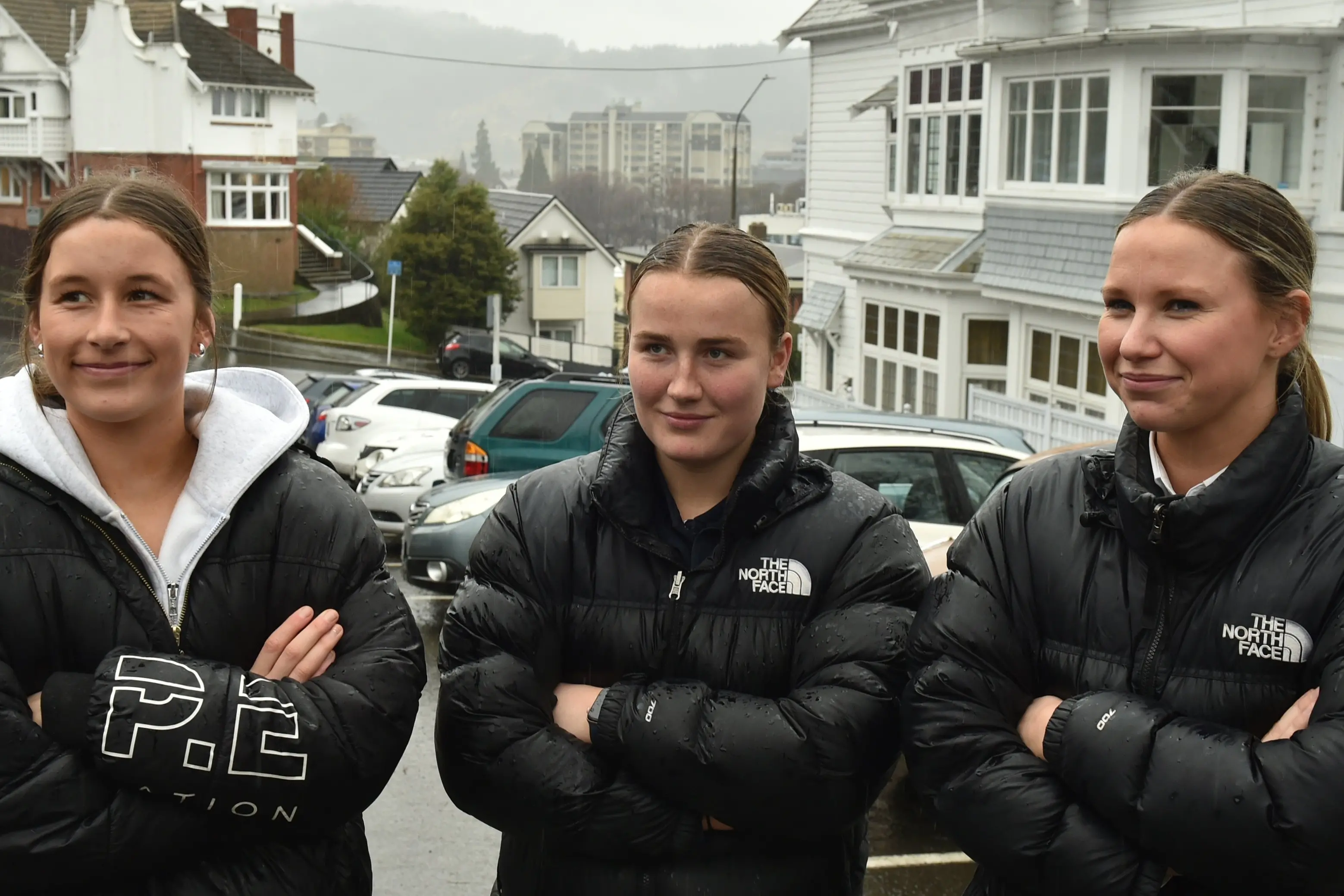 Students and Elder St residents in North Dunedin (from left) Abbie Middlemass, Libby Carran and Ingrid Patterson say proposed parking changes could make it harder for them to get a park. Photo: Gregor Richardson