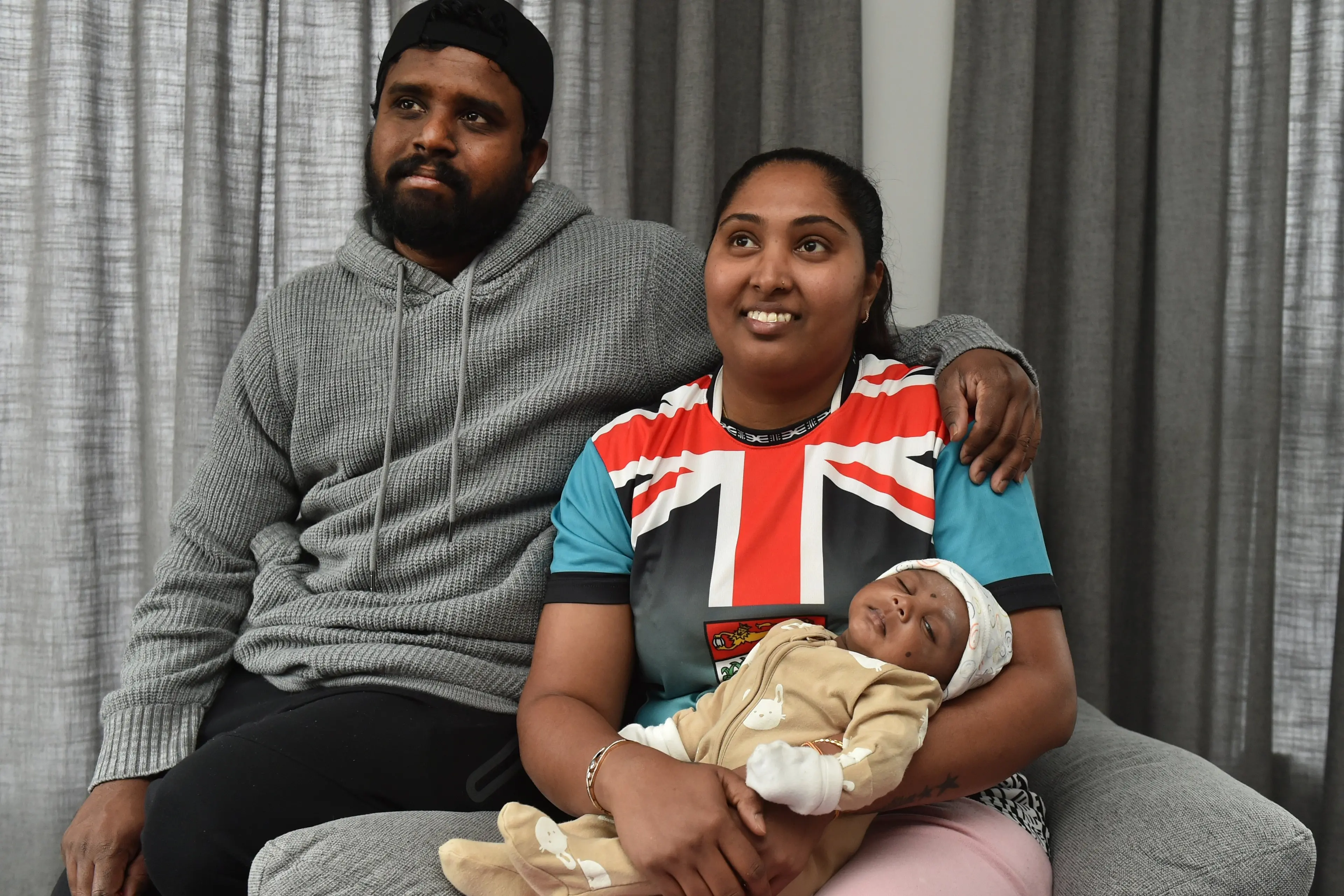 Shalveen Sen and wife Swastika Chand, together with son Nyshik, are humbled by the support of the Dunedin community as they depart for Fiji. Photo: Gregor Richardson