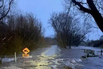 Rees Valley Rd near Glenorchy was closed due to flooding and debris caused by Thursday\\'s rainfall. Photo: Downer via QLDC