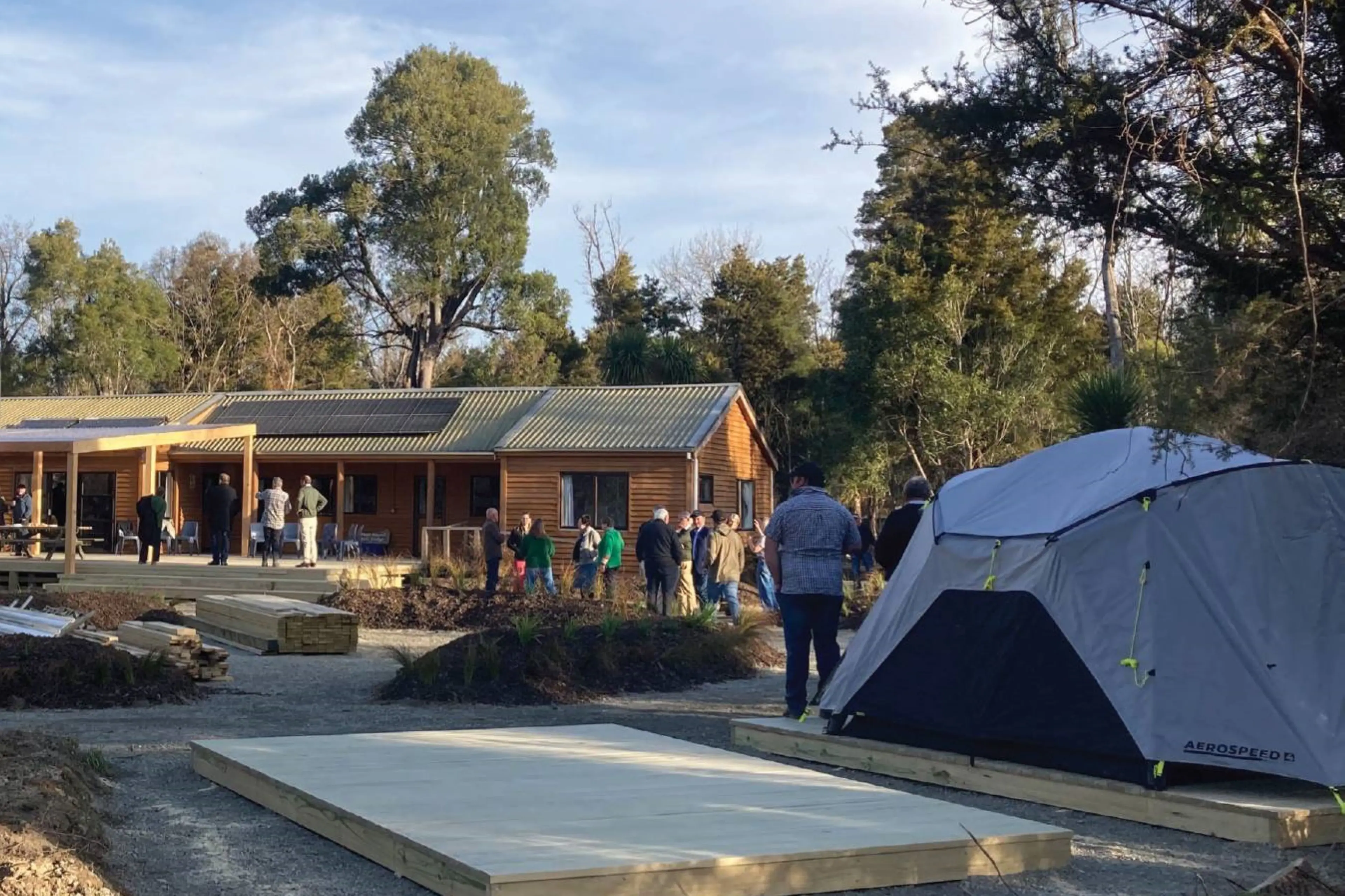 Peel Forest Outdoor Centre\\u2019s \\u2018tent city\\u2019 is under construction alongside the existing Eco Lodge, which will be refreshed. Photo: Jan Finlayson
