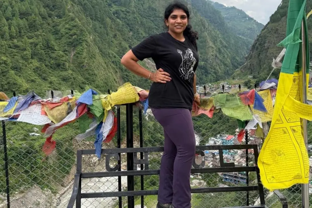 Suhasini Reddy was with a\\u00A0\\u00A0group of hikers due to meet with Chinese authorities to get permission to cross a border close to the time\\u00A0the raging flood hit. Photo: supplied