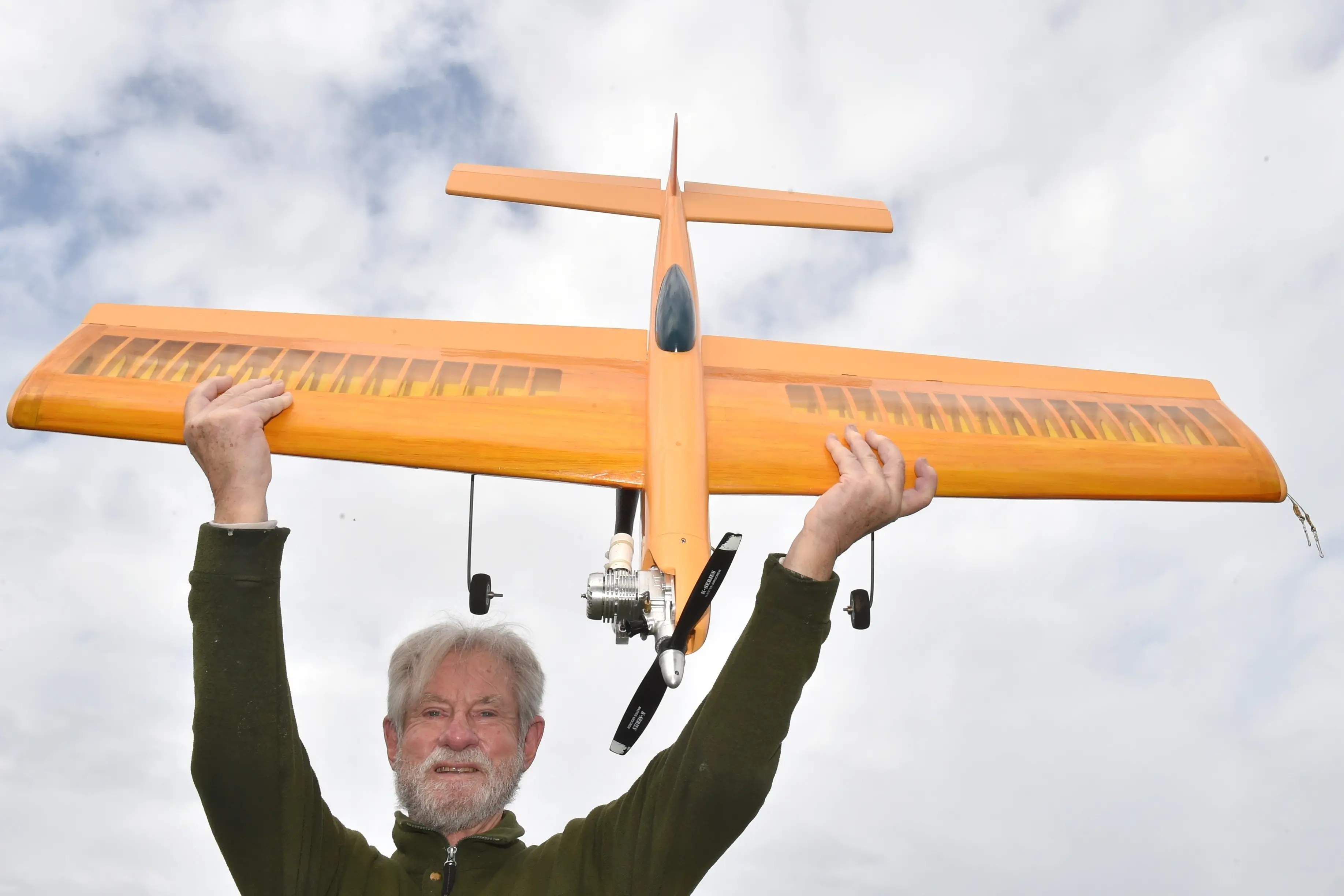 Phillip Corfield and his control lines airplane. Photo: Gregor Richardson