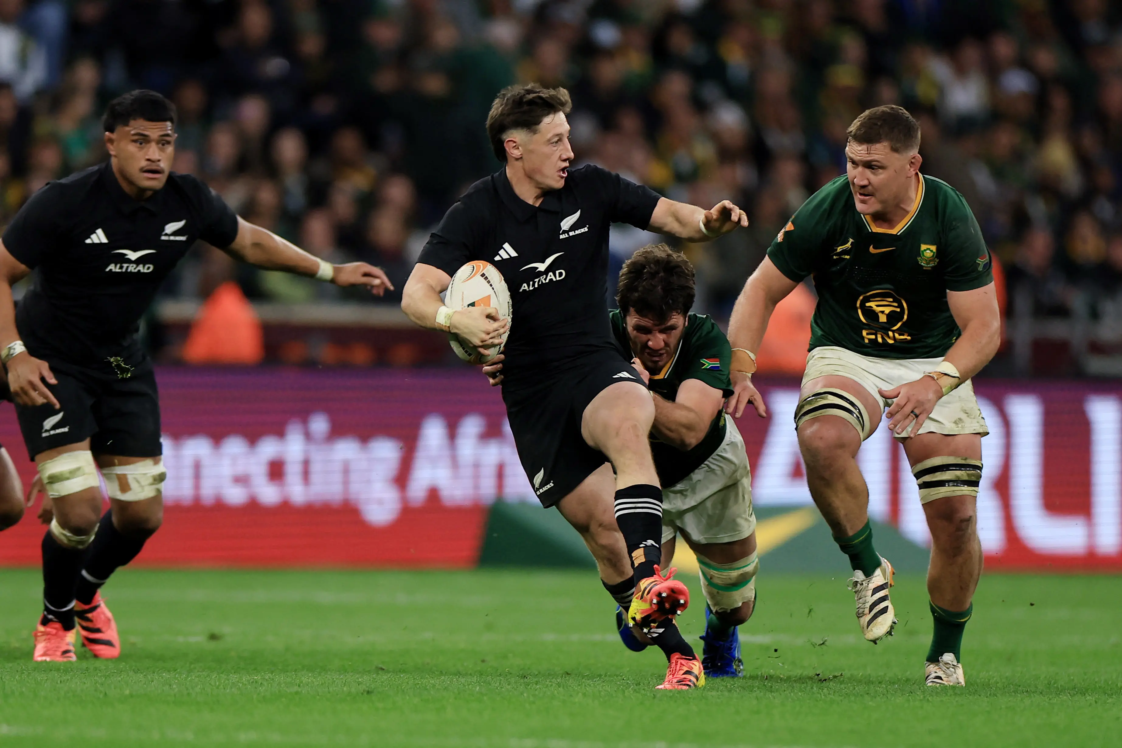<p>Cam Roigard in action for the All Blacks in Cape Town. Photo: Reuters </p>\\n