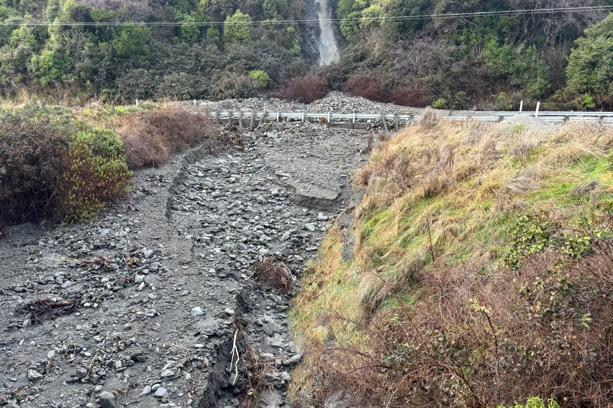 <p>One of the many slips blocking SH6. Photo: Supplied / NZTA</p>\\n