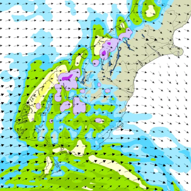 Cold front smacks the South, blowing over caravan and bringing snow to near sea level