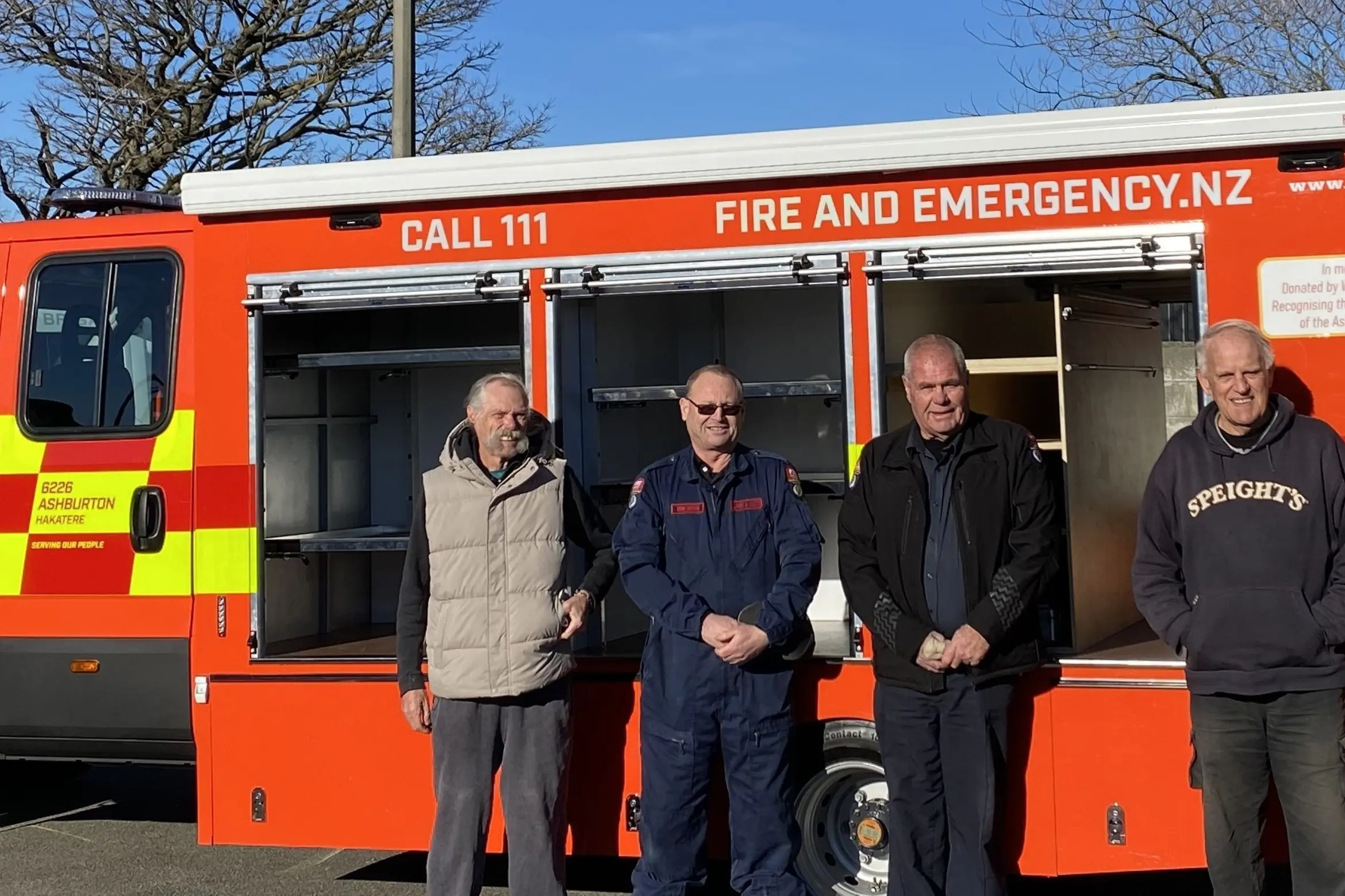 Members of the Ashburton Volunteer Fire Brigade operational team from left Frank Sandys, Mark Dickson, Murray Cairns, Alan Burgess and Graeme Baker. Photo: Supplied