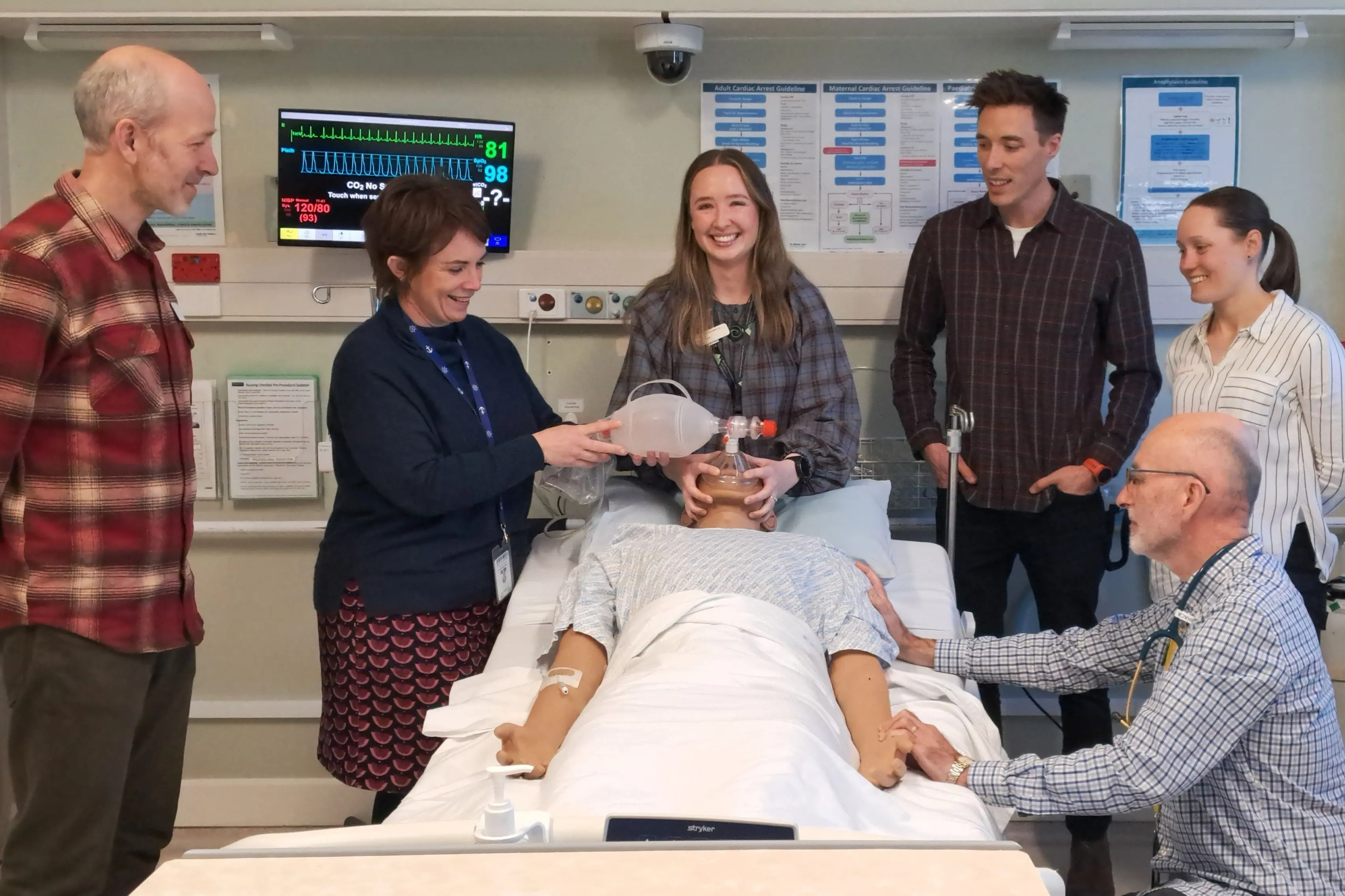 Faculty and attendees, from left, Dr Marc Gutenstein (faculty),\\u00A0 nurse Karly Burrowes (faculty), Dr Samantha Tait (SPARC student), Dr Jack Haywood (course director), Dr Katherine Orme (faculty) and Dr Steve Withington (faculty) from the University of Otago Rural Health Academic Centre Ashburton and involved in New Zealand\\u2019s first course on procedural sedation and analgesia for rural medical professionals. Photo: Supplied