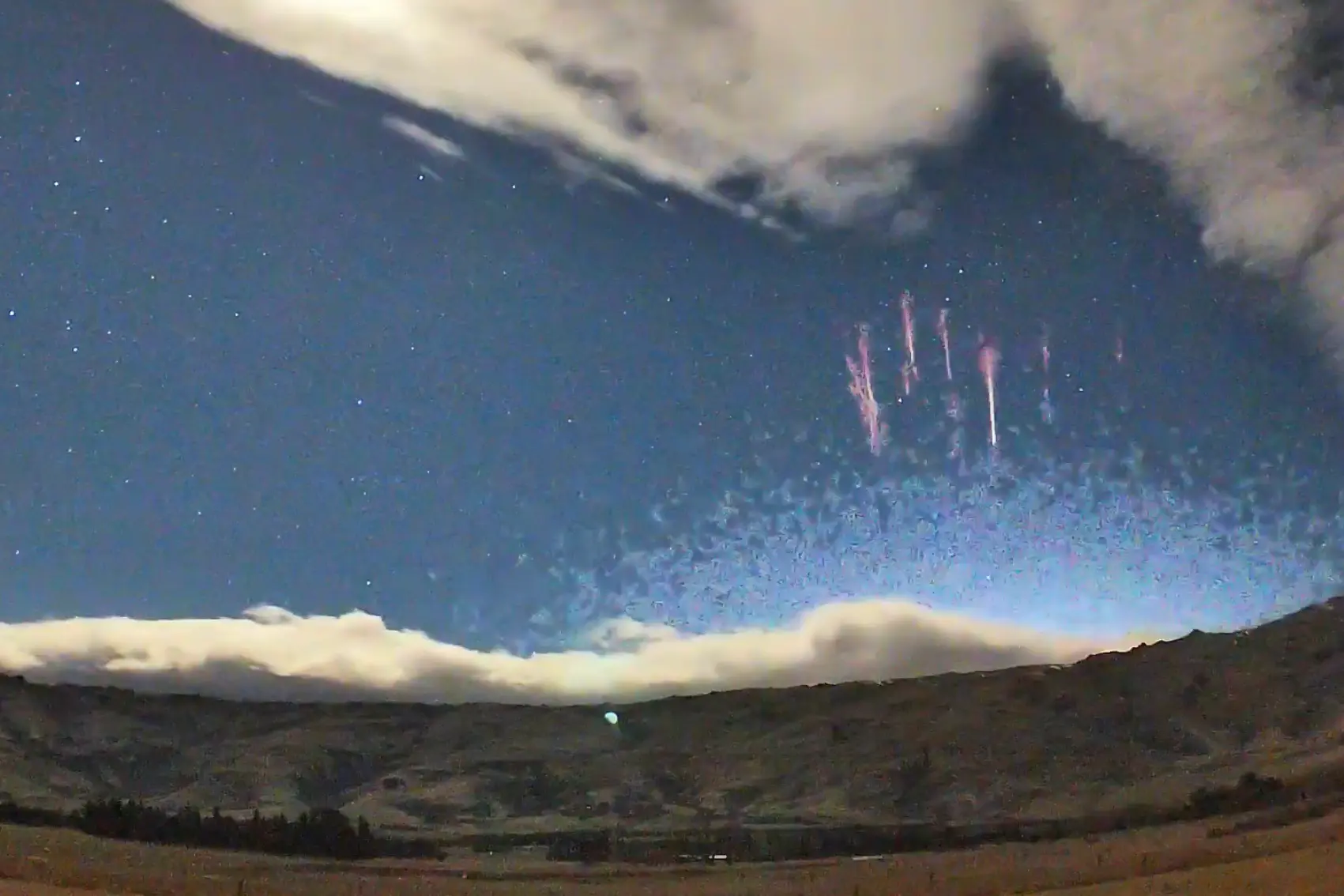 The aerial phenomenon of sprites captured from Middlemarch. Photo: Ian Griffin