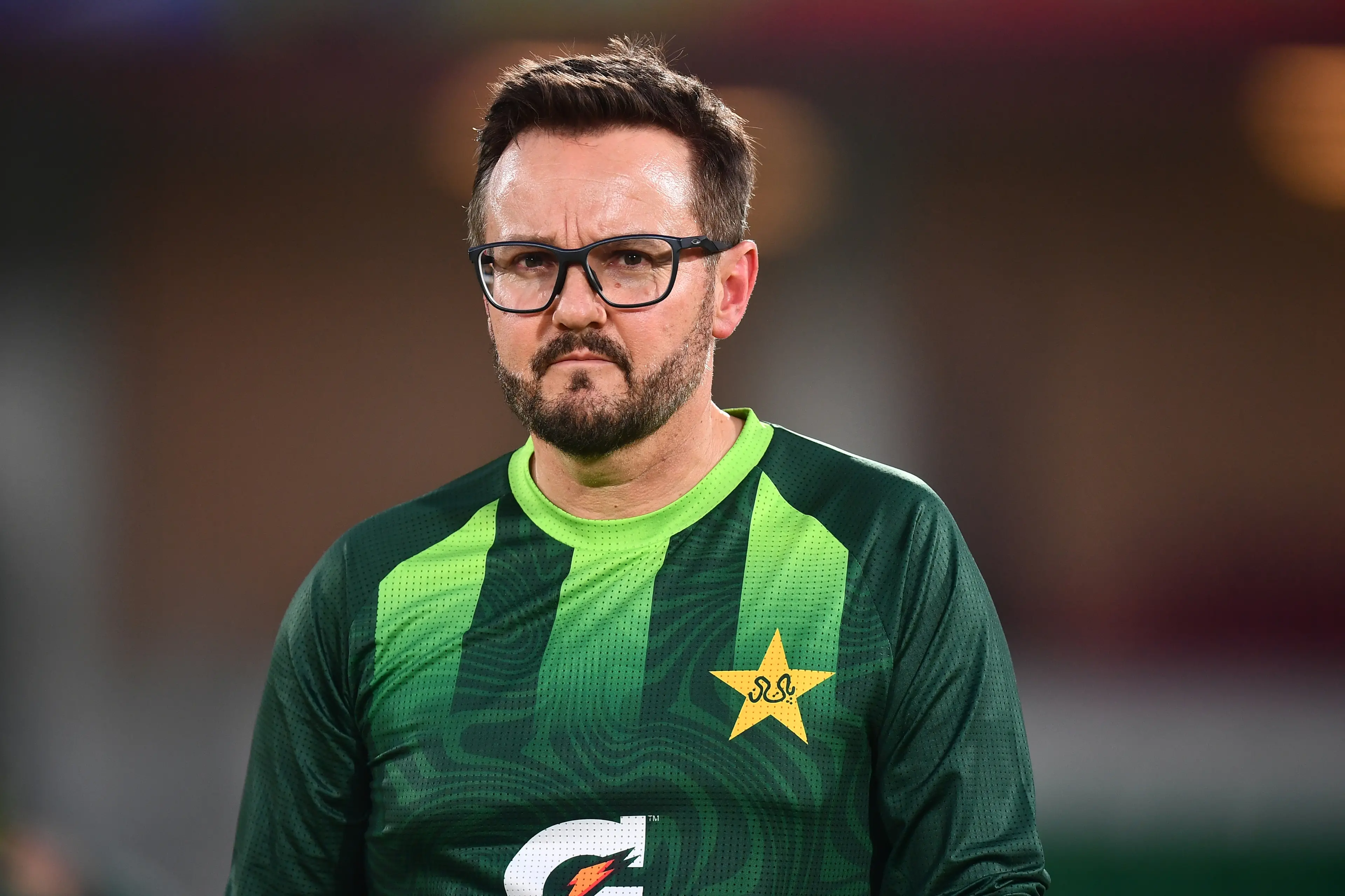 RAWALPINDI, PAKISTAN - MAY 29: Mike Hesson, Head coach of Pakistan looks on during a media opportunity ahead of game one of the One Day International series between Pakistan and Australia at Rawalpindi Cricket Stadium on May 29, 2026 in Rawalpindi, Pakistan. (Photo by Muhammad Sameer Ali/Getty Images)
