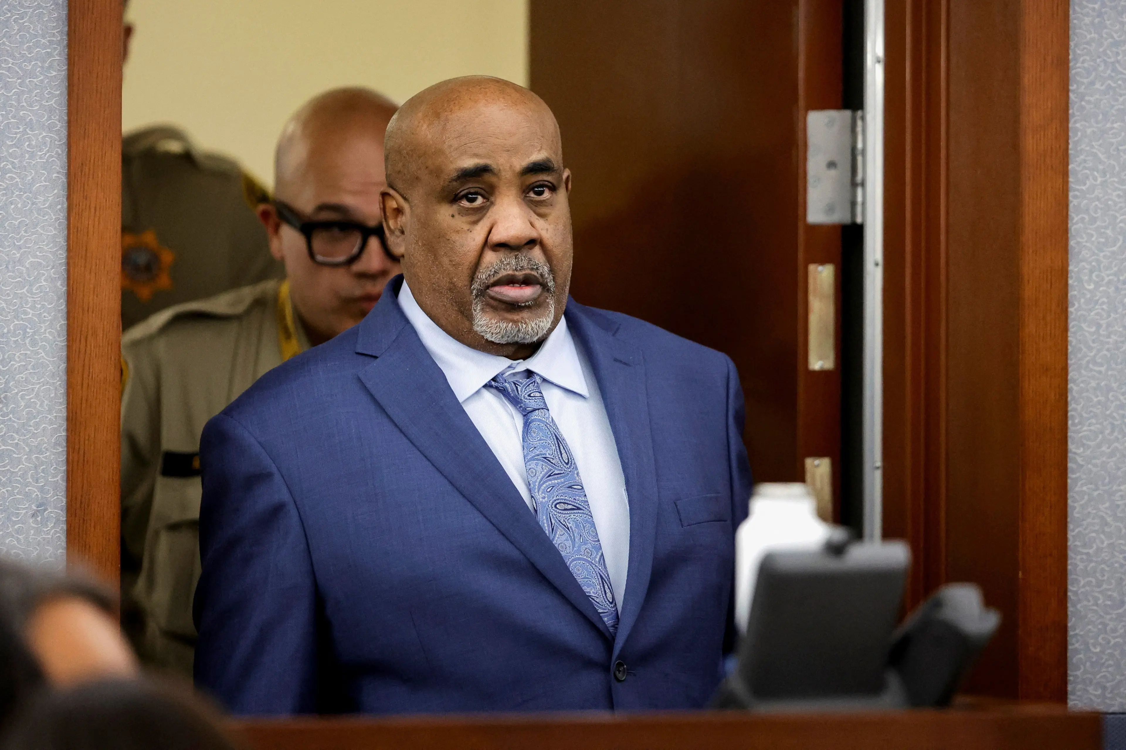 Duane Davis enters the courtroom after a break in his murder trial in Las Vegas, Nevada. Photo: REUTERS/Steve Marcus/Pool