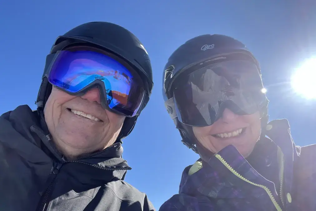 Mike Wilwert and wife Kate on the slopes. Photo: supplied