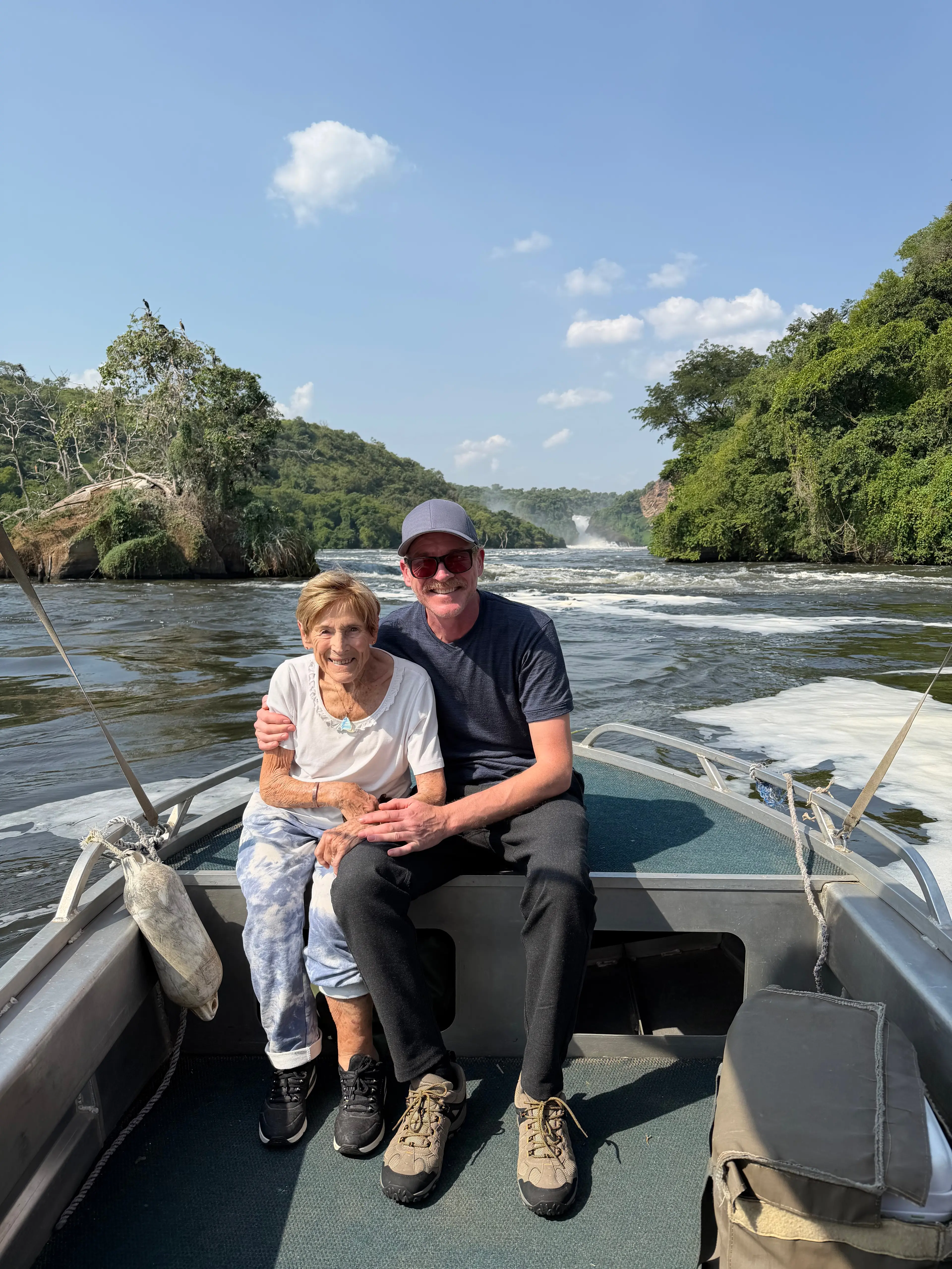 Jamie Pickford with his Nan Mary McFarlane from Dunedin in Murchison Falls National Park in Africa. Photo: Supplied