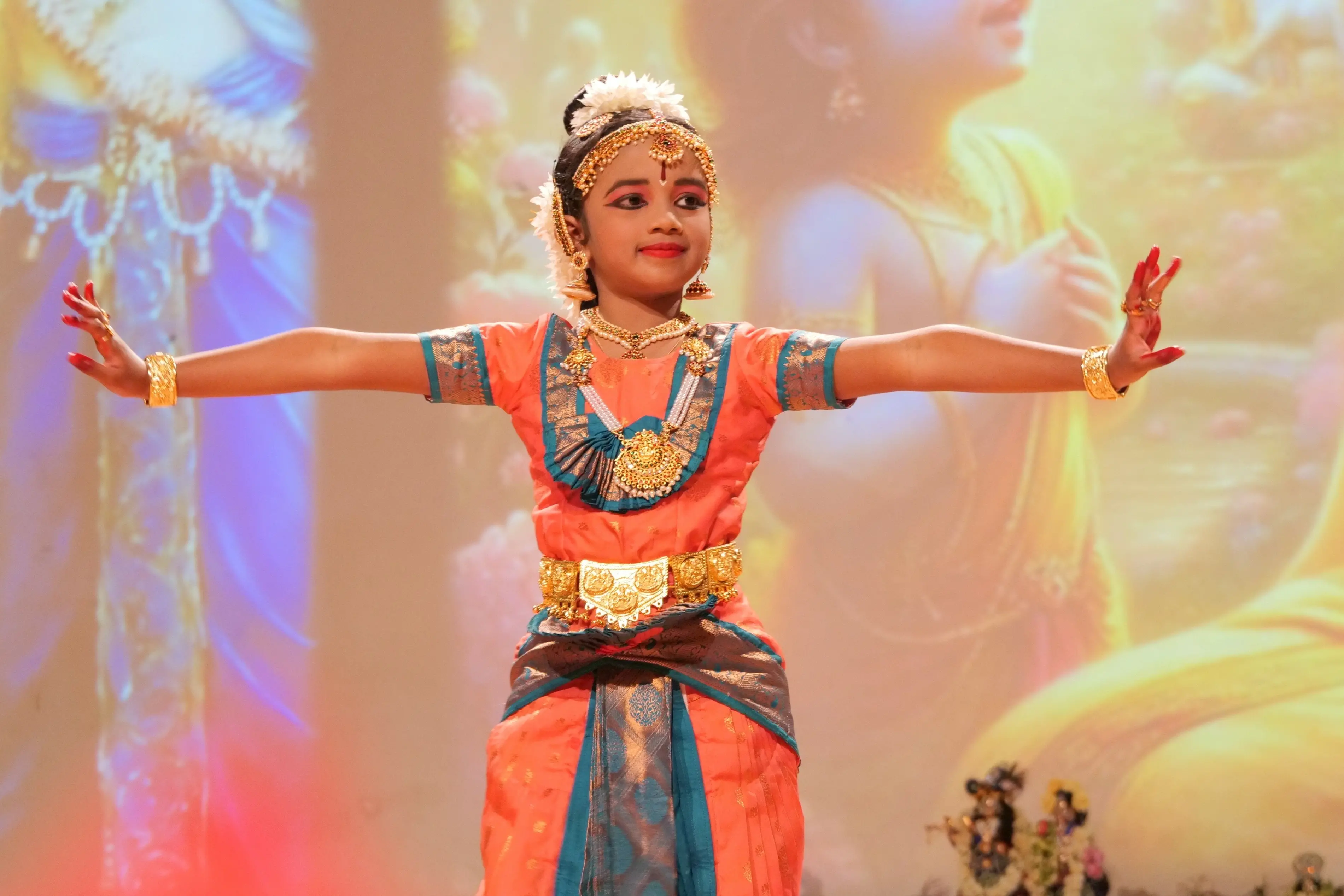 Indian classical dancer Avnika Dilip, then 7, pictured during last year\\'s Janmashtami celebrations, will return from Invercargill to present the classical Bharatanatyam dance style during this weekend\\'s celebrations in Dunedin. Photo: Martyn Buyck